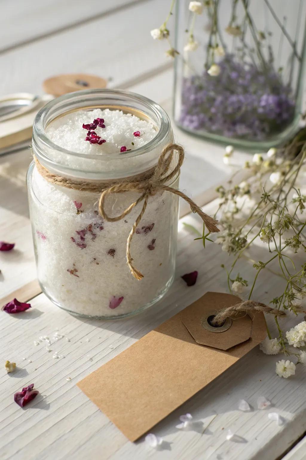 Craft the perfect relaxation gift with these charming DIY bath salt jars, ideal for a thoughtful teacher appreciation.