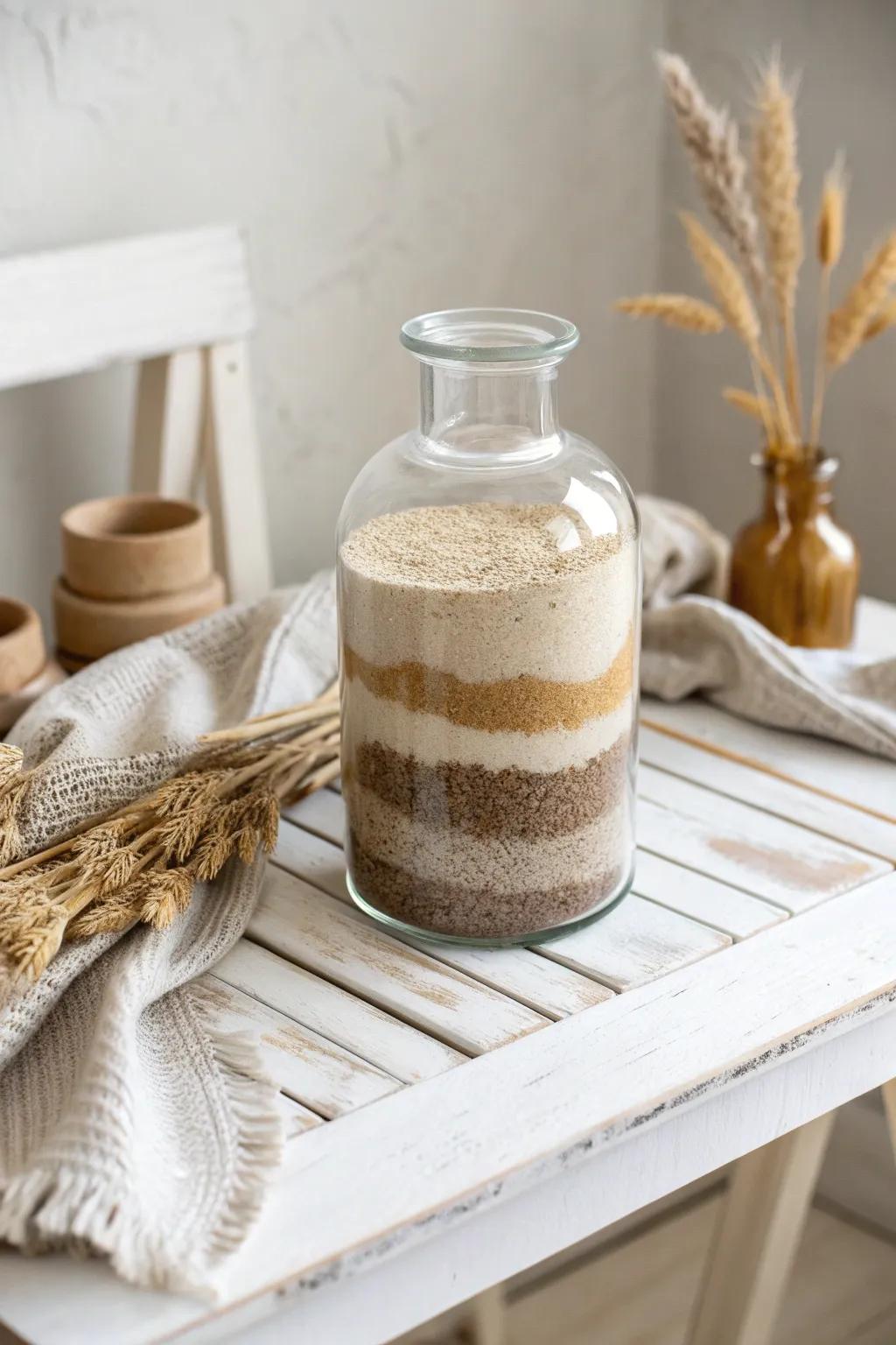 Discover the beauty of simplicity with symbolic sand art—an homage to the desert's serene challenge.