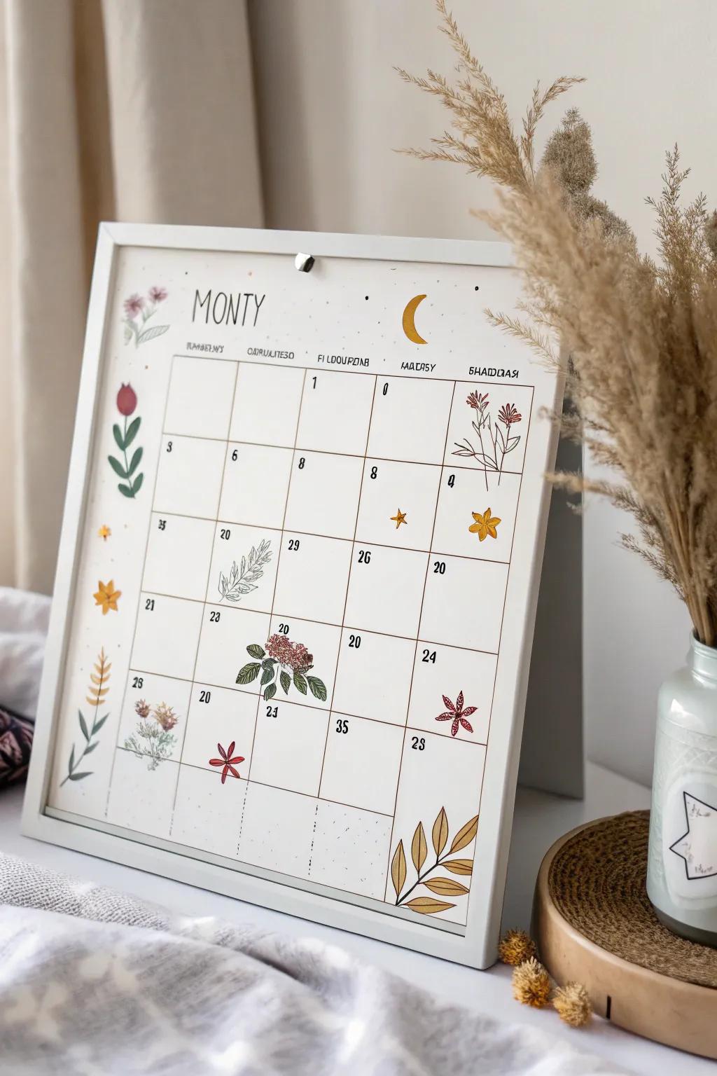 Add a personal touch to your calendar with whimsical themed stickers, blending Scandinavian simplicity with Boho charm.