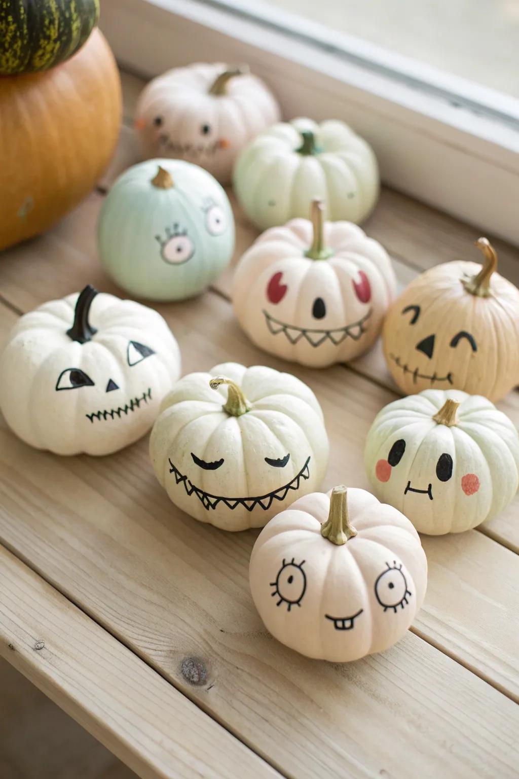 Embrace playful elegance with these charming mini monster pumpkins, a perfect blend of Scandinavian simplicity and Boho flair.