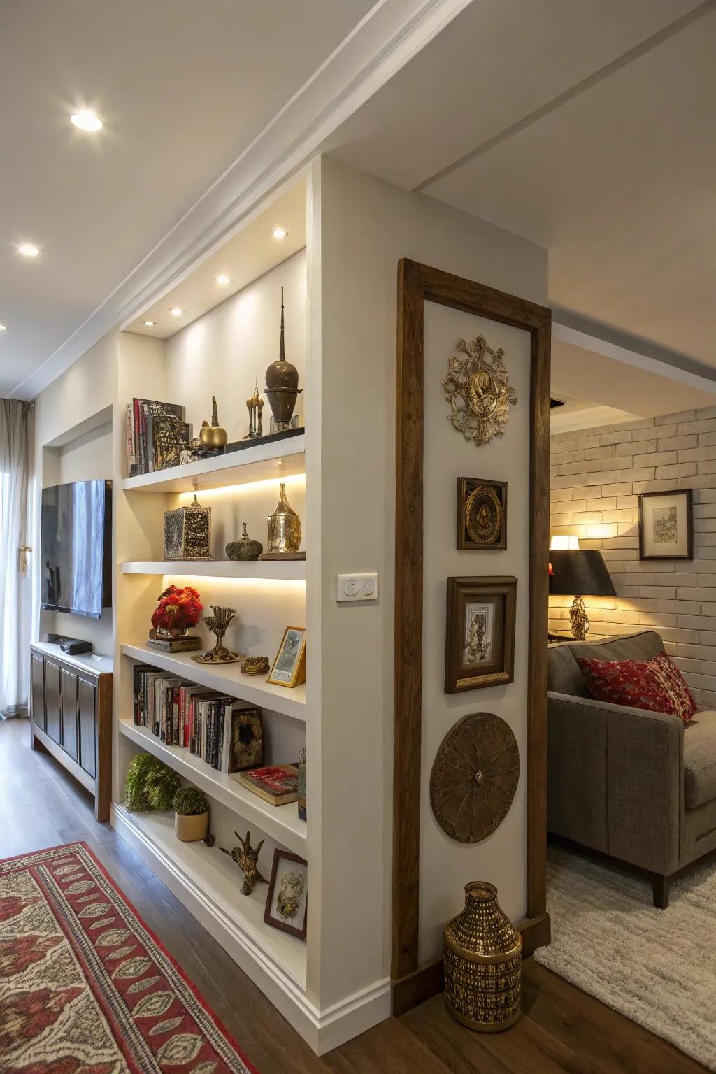 Niches offer a stylish way to display decor without sacrificing space.