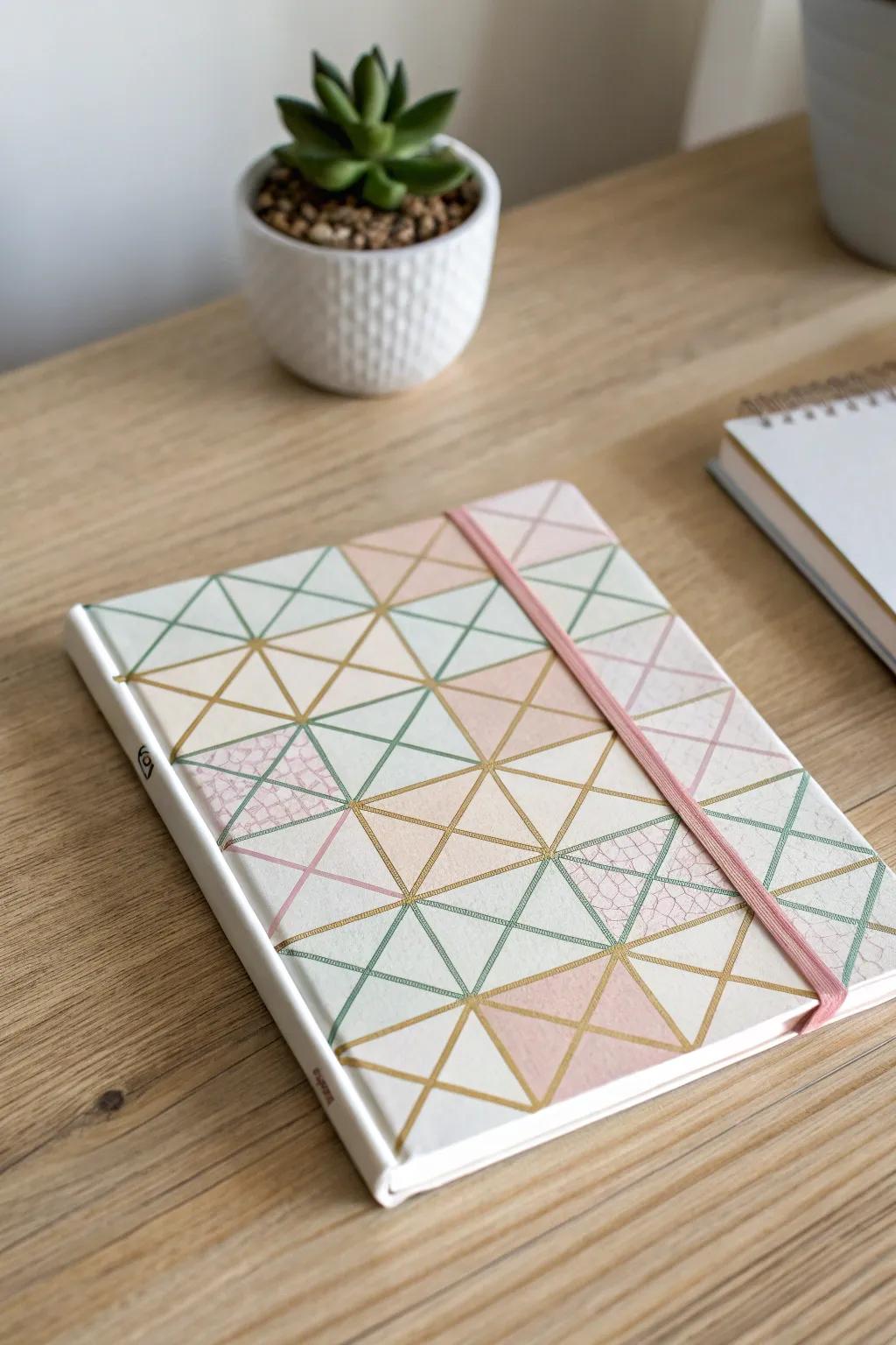 Transform your notebook with chic geometric patterns for a touch of minimalist elegance.