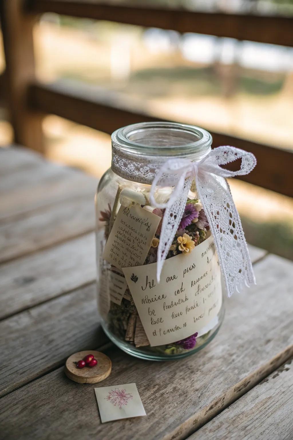 Capture the essence of cherished memories with a beautifully crafted Memory Jar.