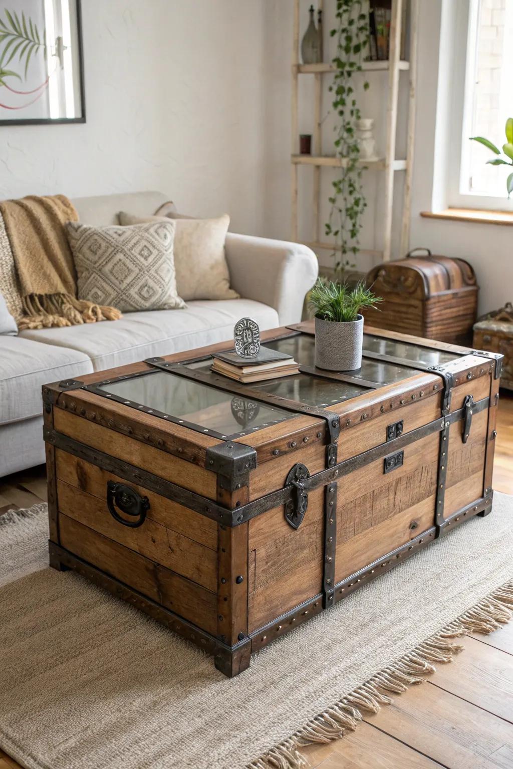 Transform your space with a Rustic Coffee Table: Where vintage charm meets modern minimalism.