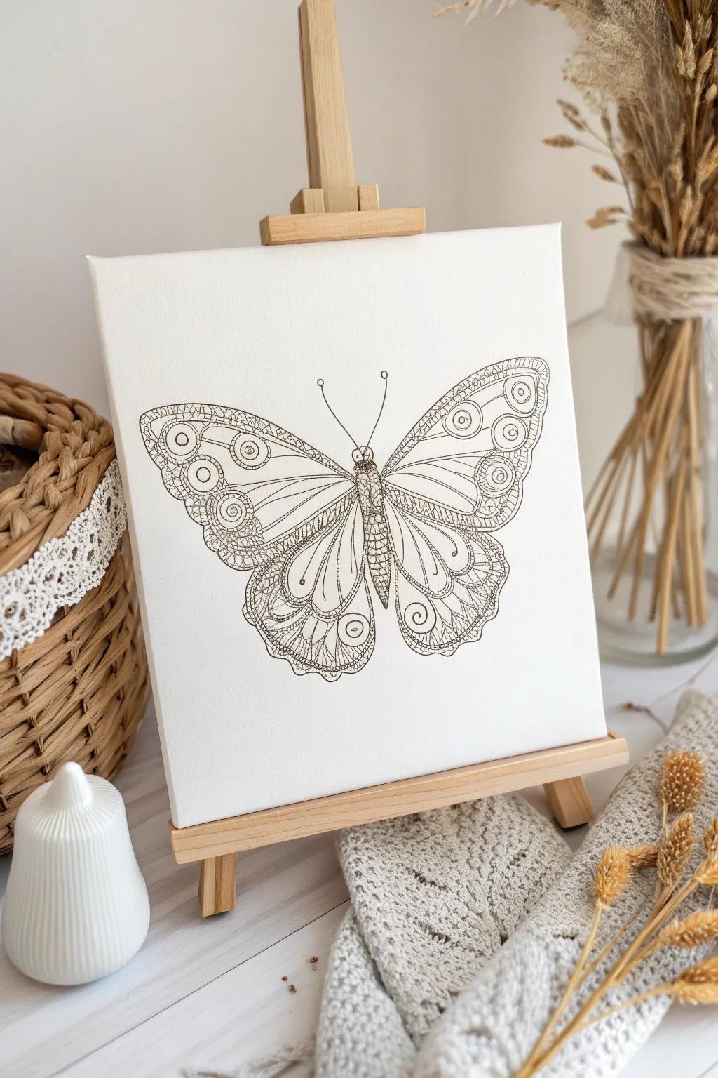 Delicate Beauty: A Lace-Inspired Butterfly Outline