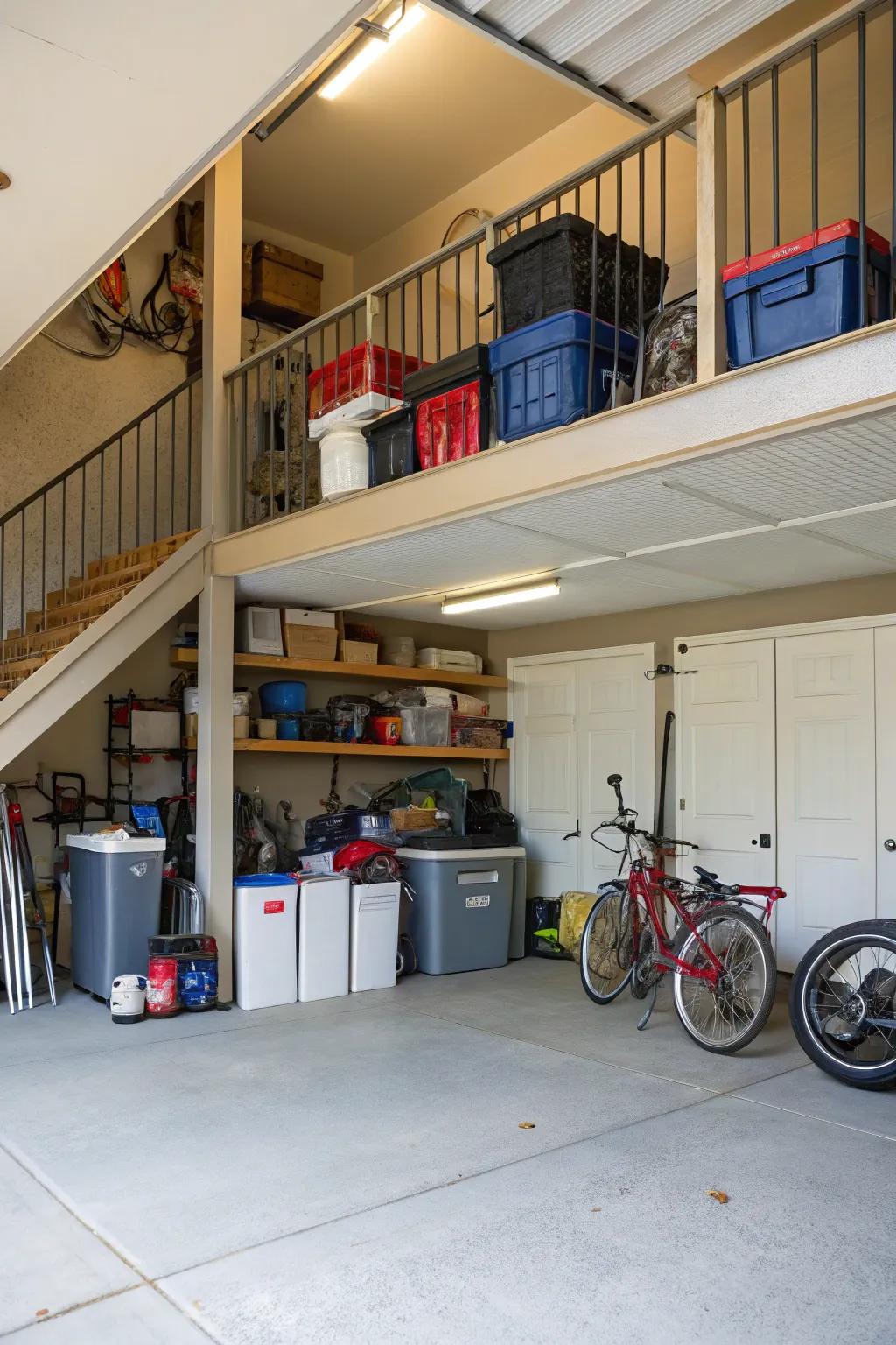Loft areas provide ample additional storage space.