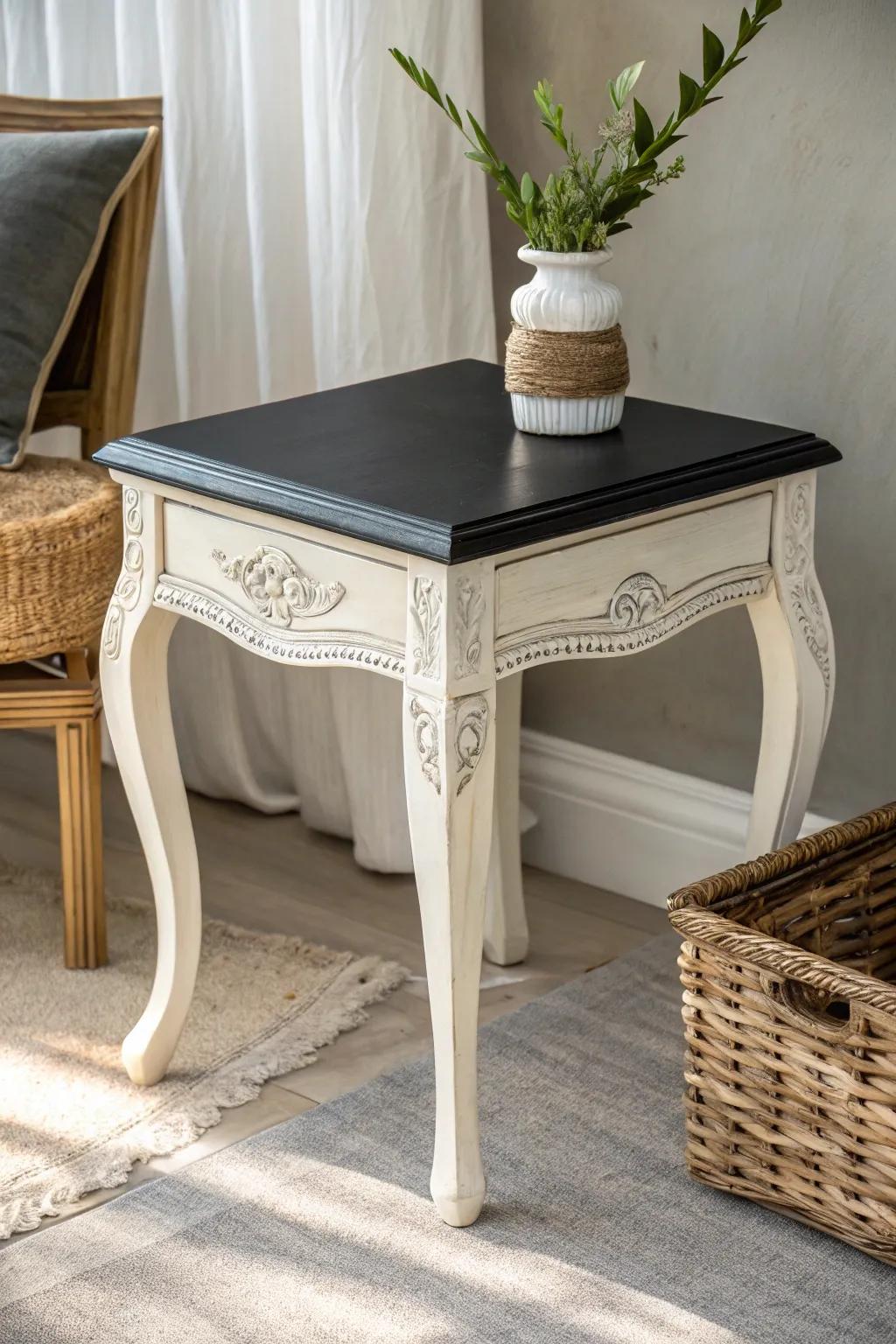Elevate your space with a two-tone masterpiece: Black and white elegance in minimalist design.
