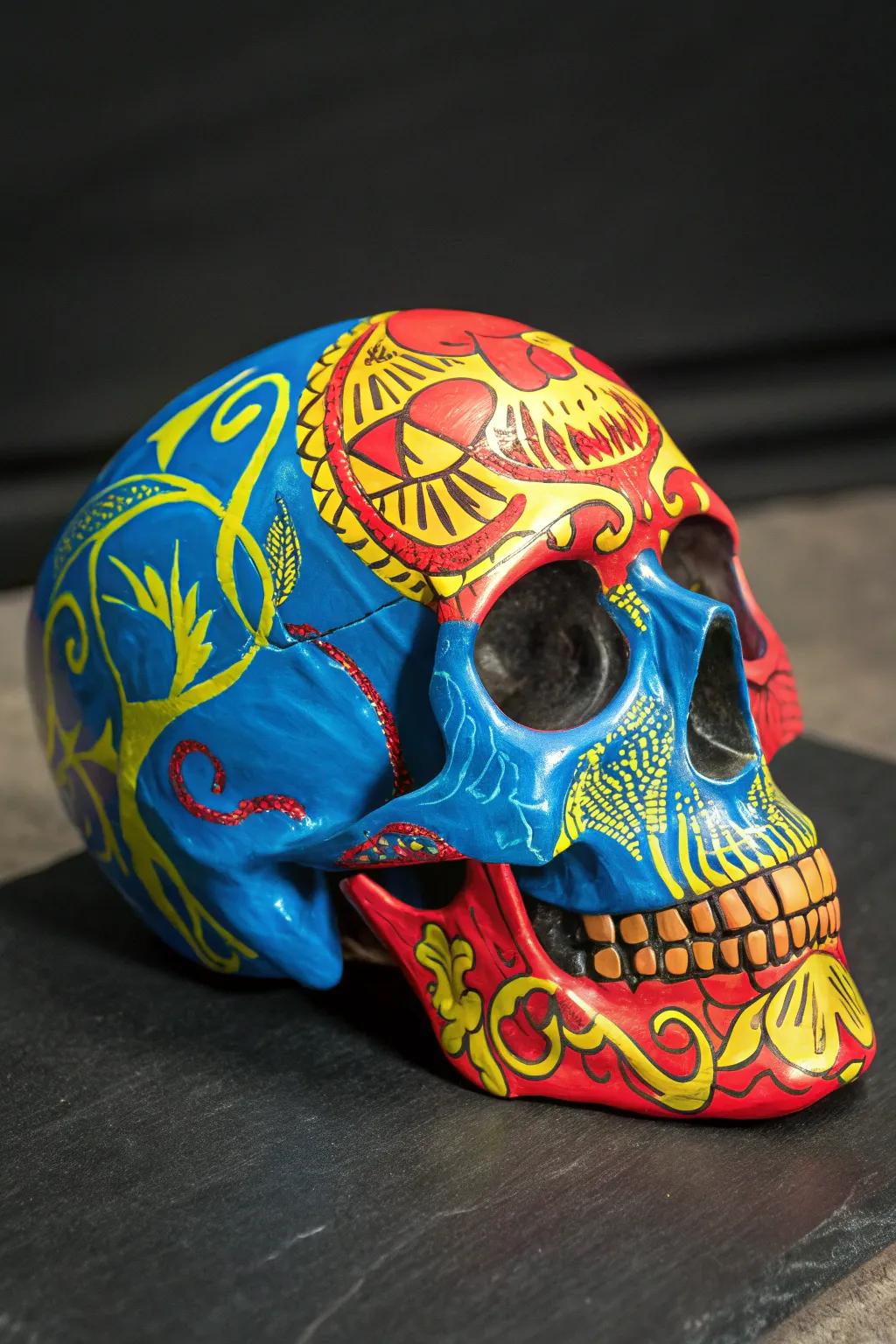 Unleash your inner Warhol with a bold pop art skull masterpiece.