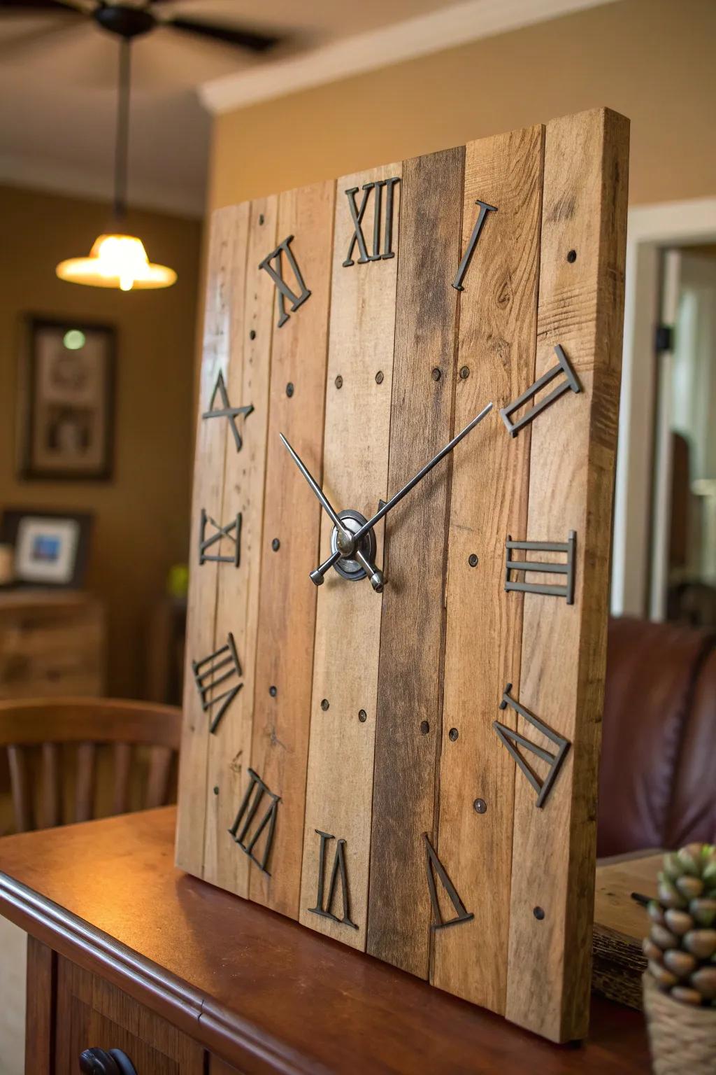 Elevate your space with the timeless charm of a handcrafted pallet wood clock.