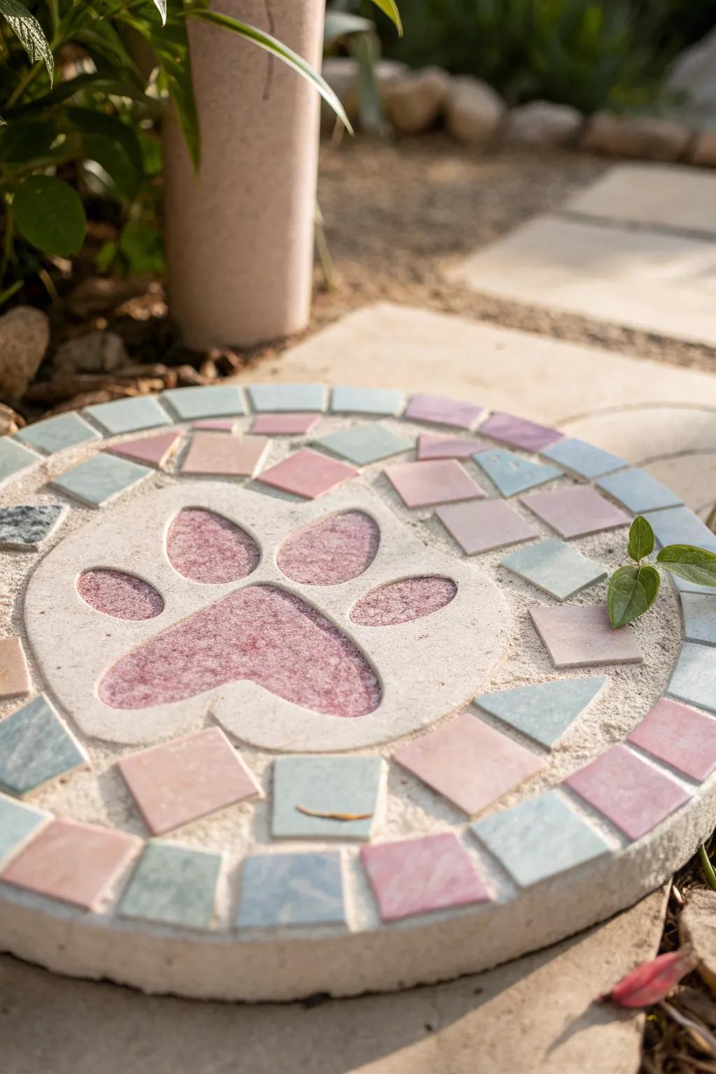 Capture the essence of nature with this elegant paw print mosaic, where craftsmanship meets minimalist beauty.