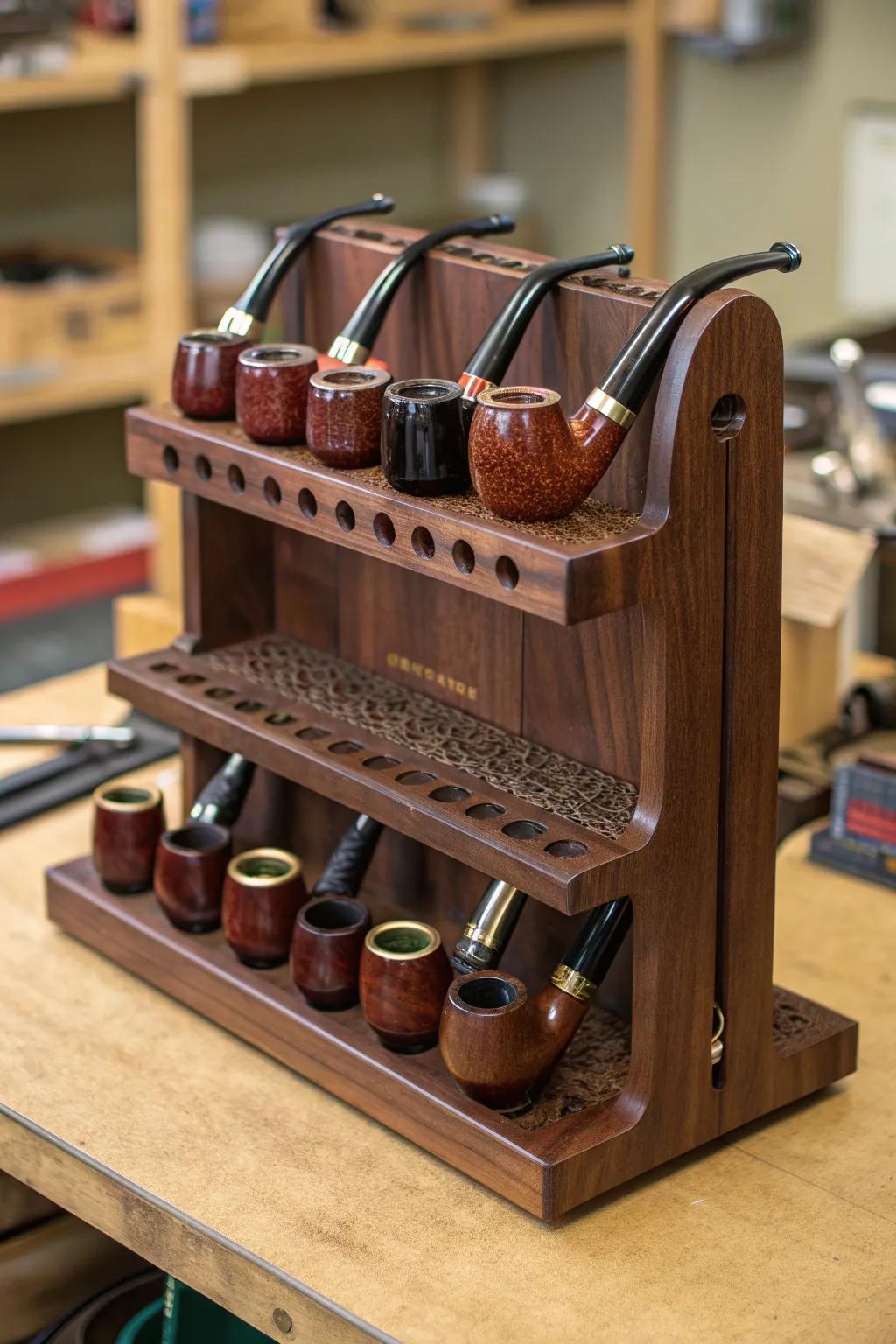 Elegance in Order: Discover the Art of Pipe Organization with This Tiered Masterpiece
