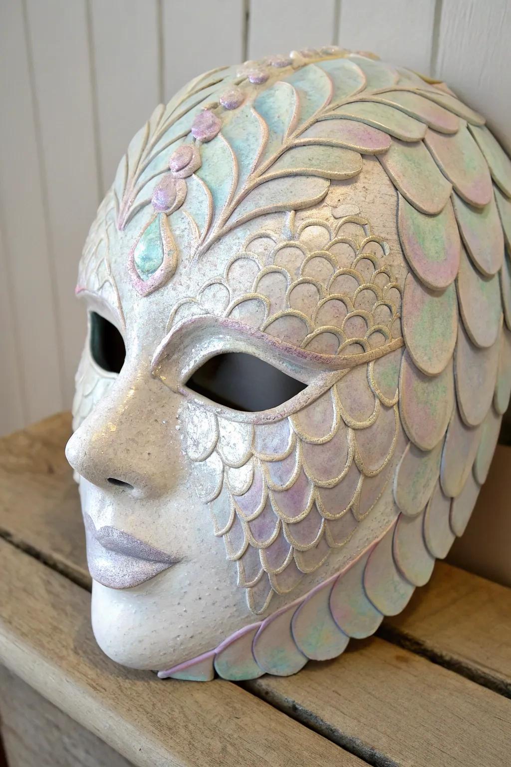 Dive into enchantment with this mystical mermaid mask, a captivating blend of simplicity and magic.