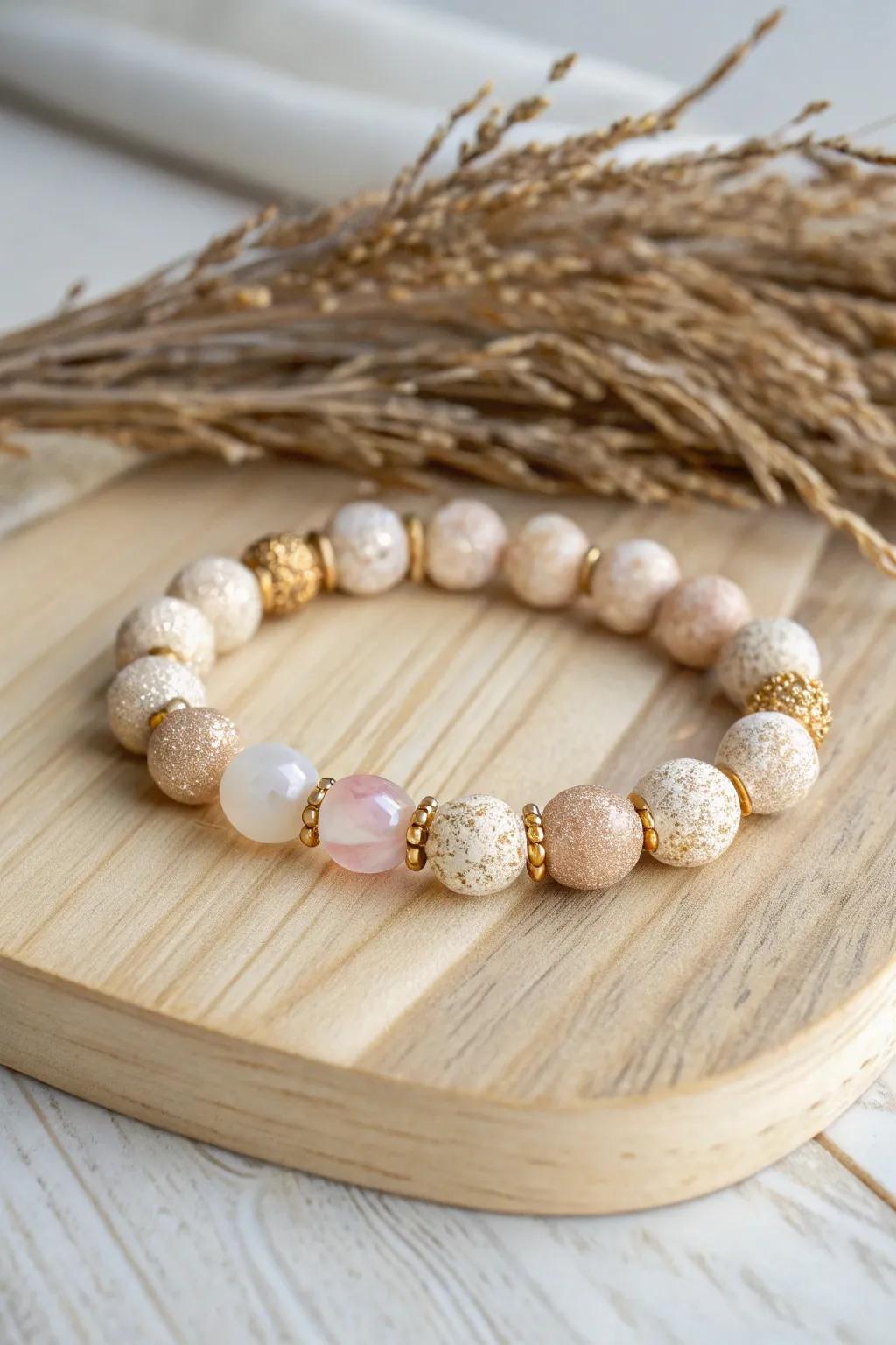 Add a sparkle to your style with this glitter-infused clay bracelet, perfect for any special occasion.