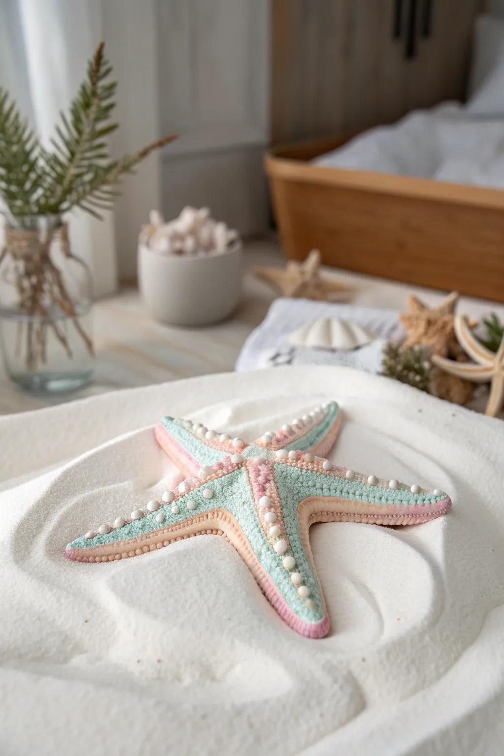 Dive into creativity with this charming polymer clay starfish, perfect for adding a touch of whimsy to bath time.