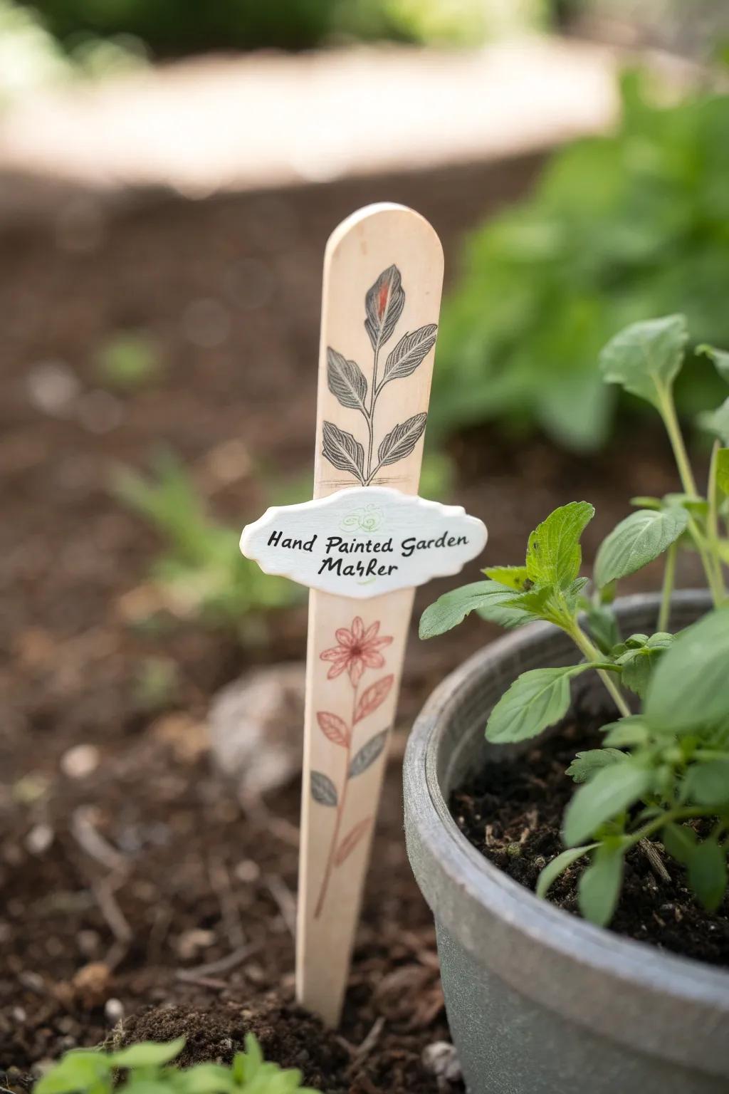 Elevate your garden's charm with handcrafted popsicle stick markers.