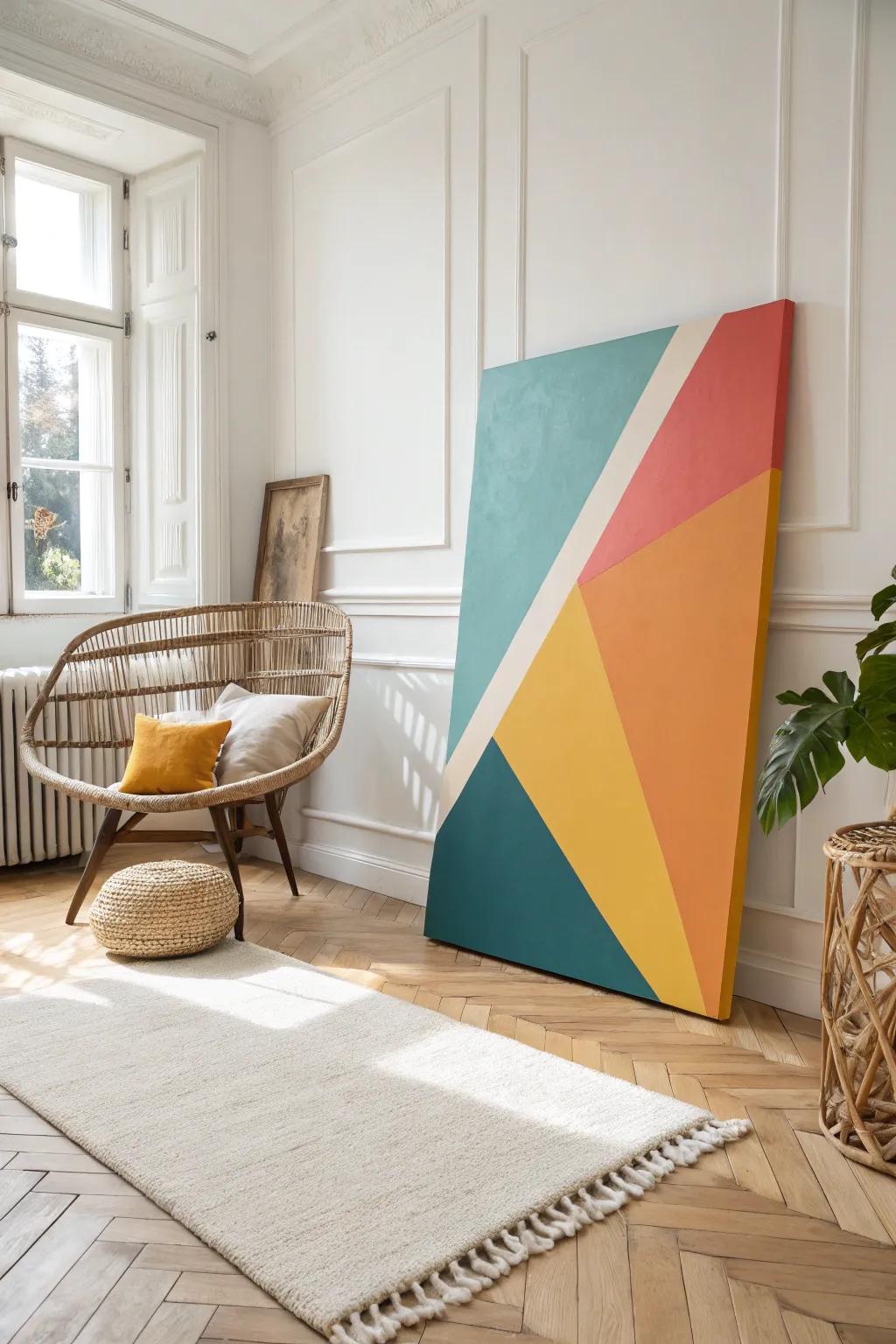 Transform your space with a splash of color and style. 🌈✨ #ColorBlockArt #ScandiBoho #MinimalistBeauty