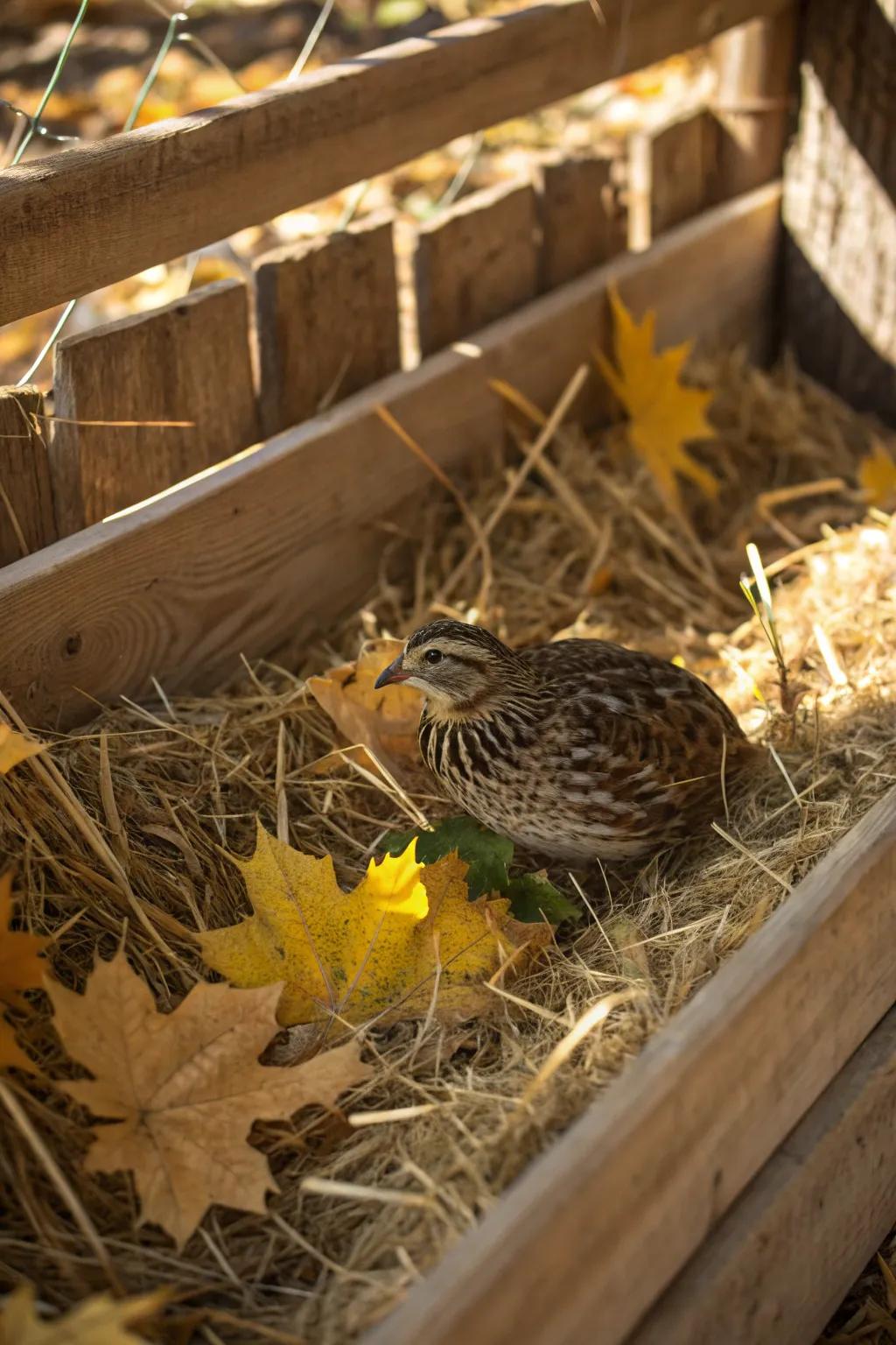 Transform your quail pen into a natural haven with deep bedding that benefits your garden and delights your flock. 🌿🪵 #Craftsmanship #QuailCare