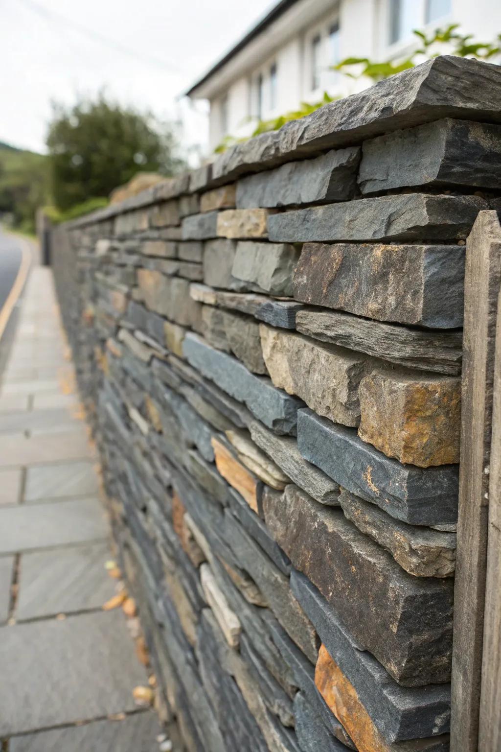 Discover the art of upcycling with a fence that tells a story through reclaimed slate.