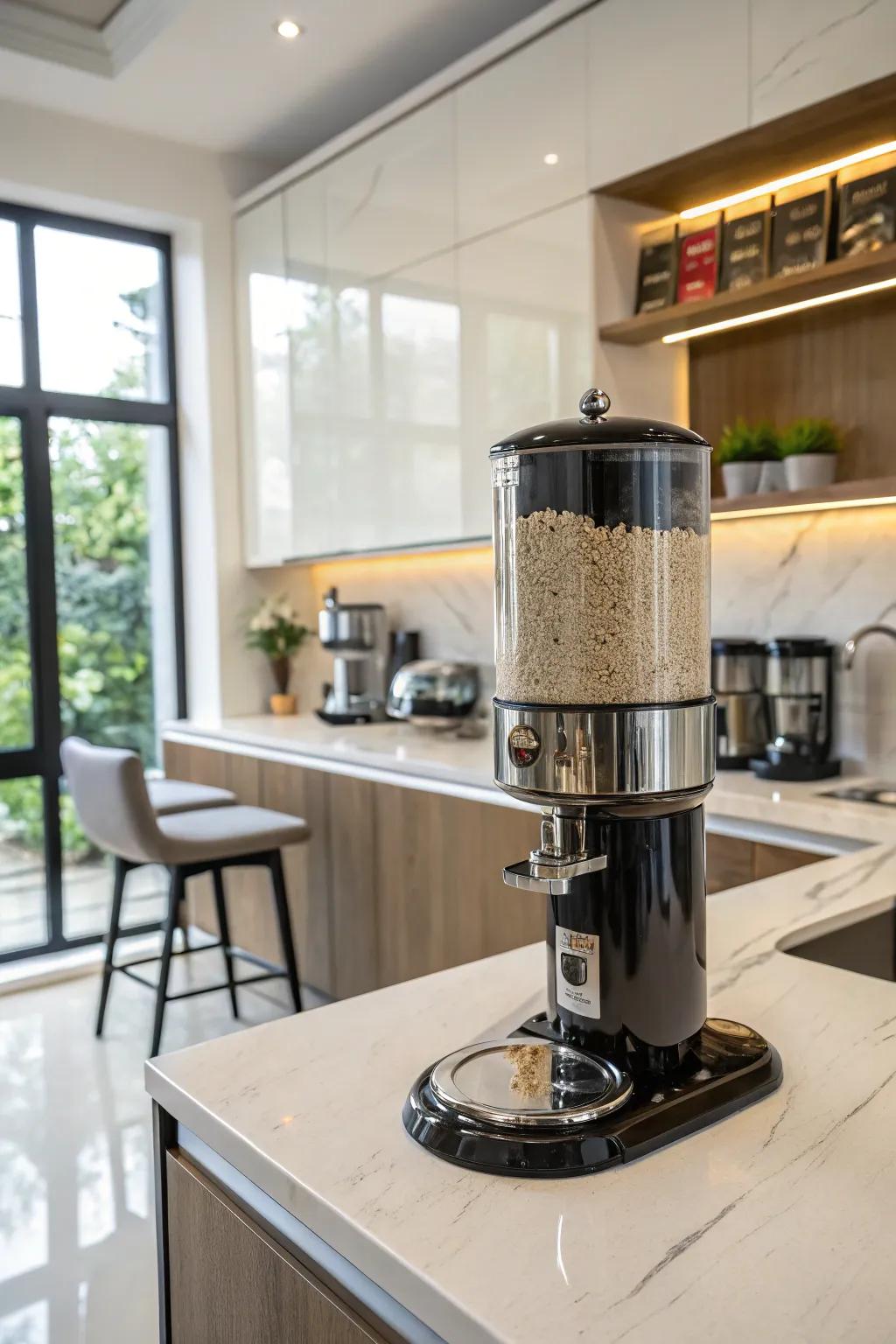 A rice dispenser ensures easy access and portion control.