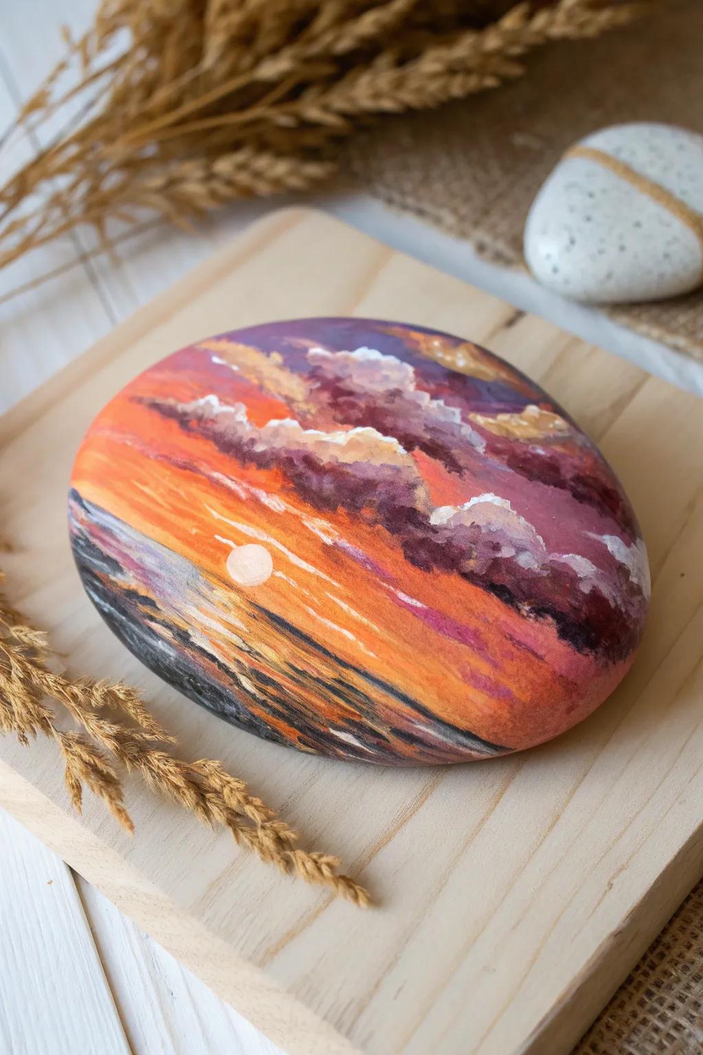 Capture the beauty of a flowing sunset on a canvas of stone. 🌅✨ #RockArt #MinimalistBeauty