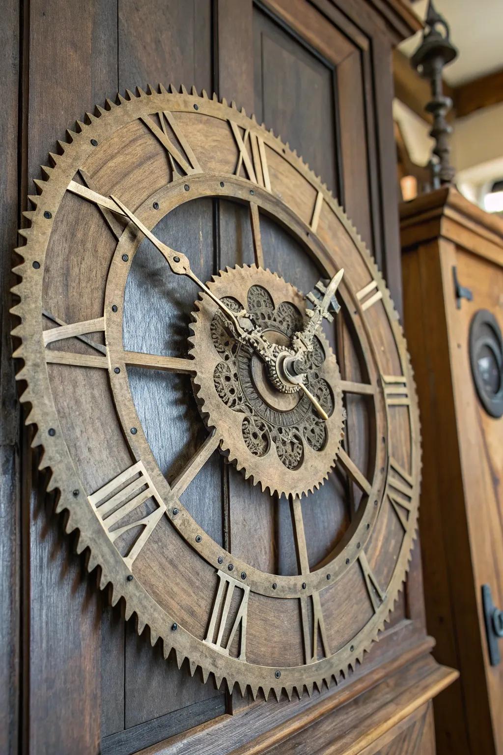 Transforming vintage into timeless: A saw blade clock that sparks conversations.