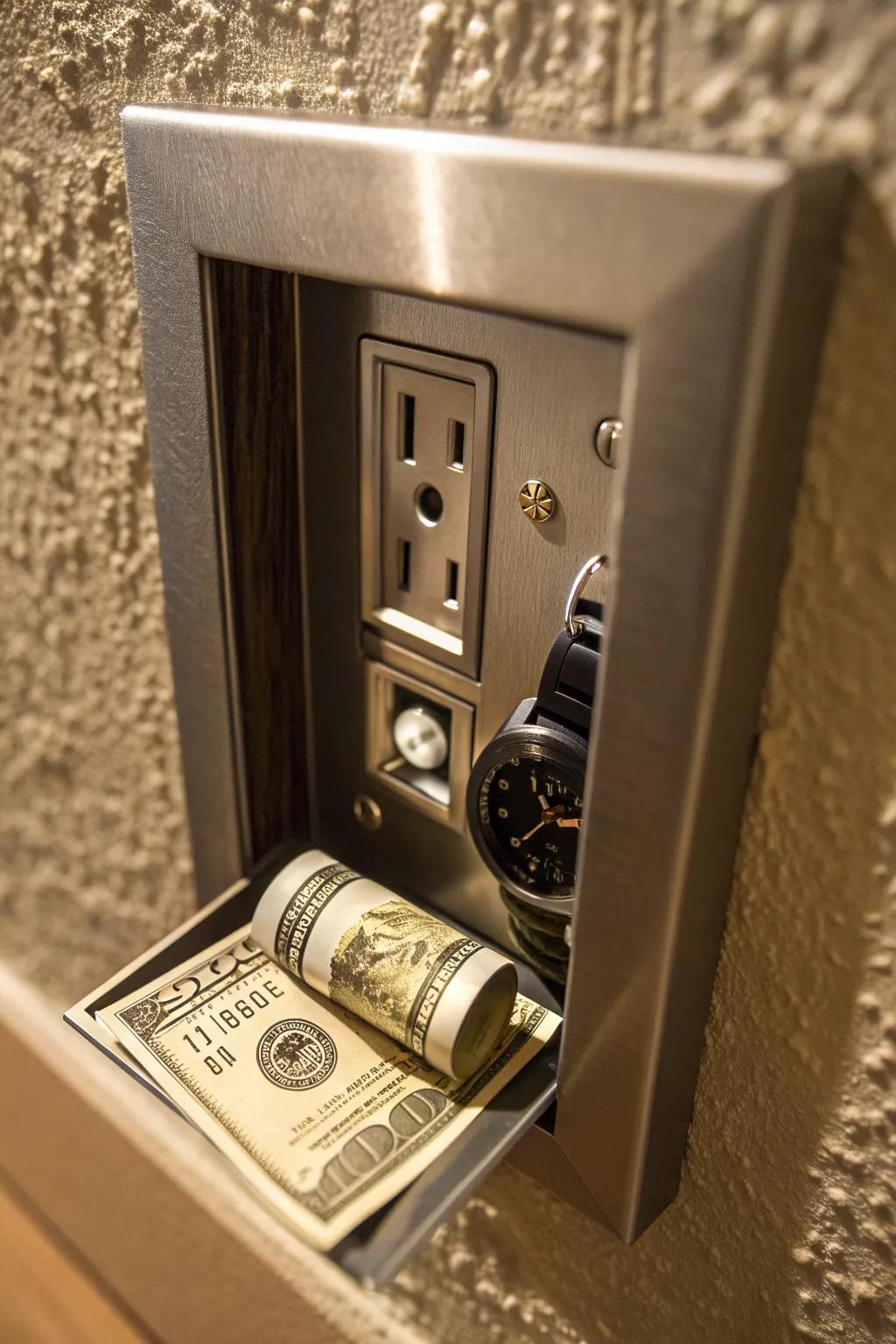 Discover the art of concealment with this ingenious fake outlet safe.