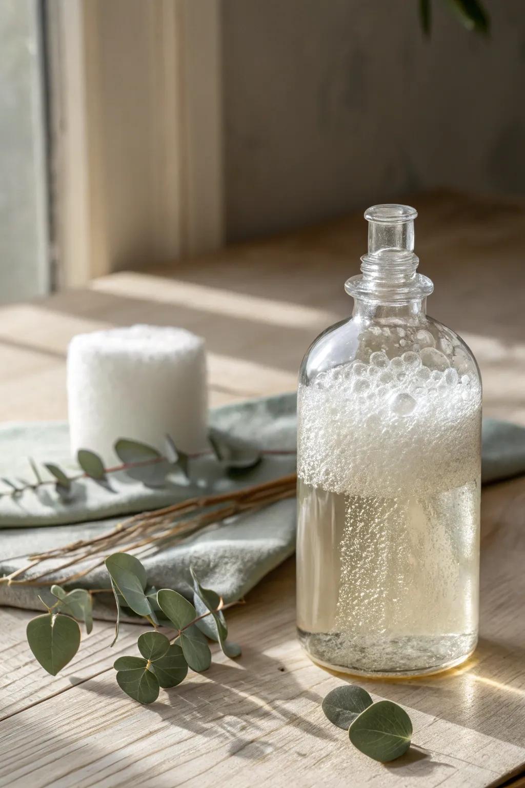 Shake, watch, and unwind with foamy serenity in a bottle.