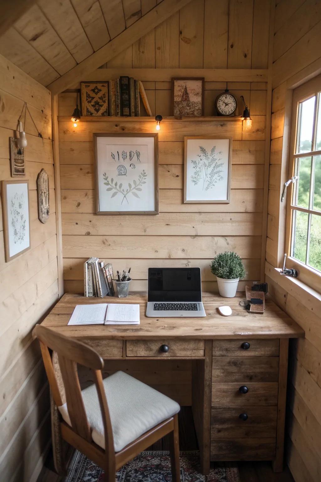 Transform your shed into the ultimate home office haven, where craftsmanship meets creativity.