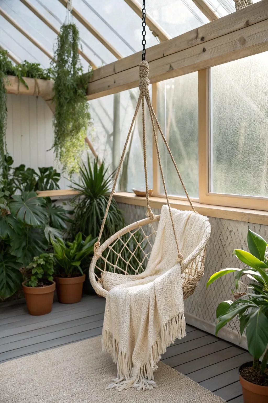 Find serenity in simplicity—your perfect greenhouse retreat.