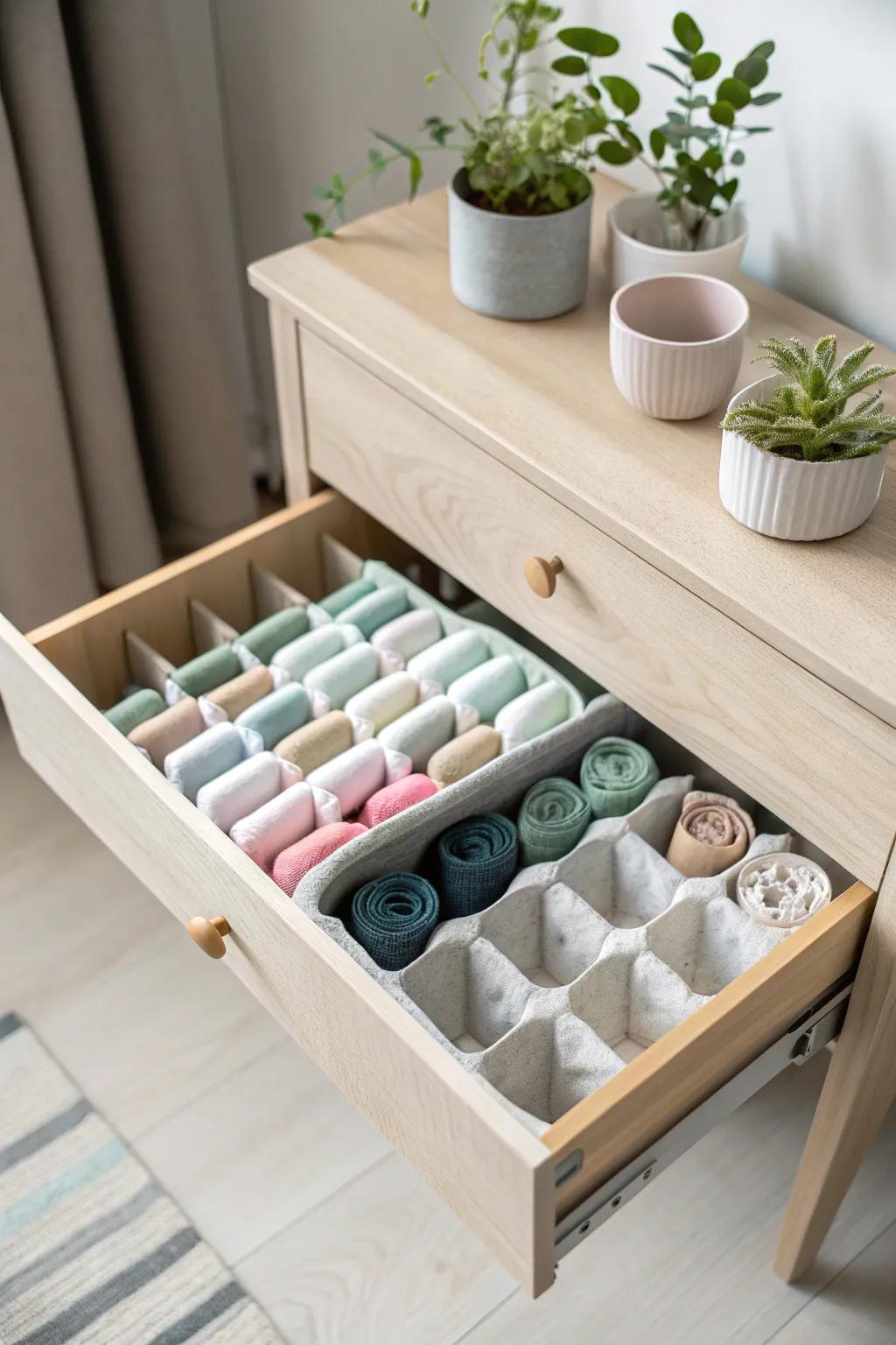 Elevate your sock storage with eco-chic egg carton dividers. Simple, stylish, and sustainable!