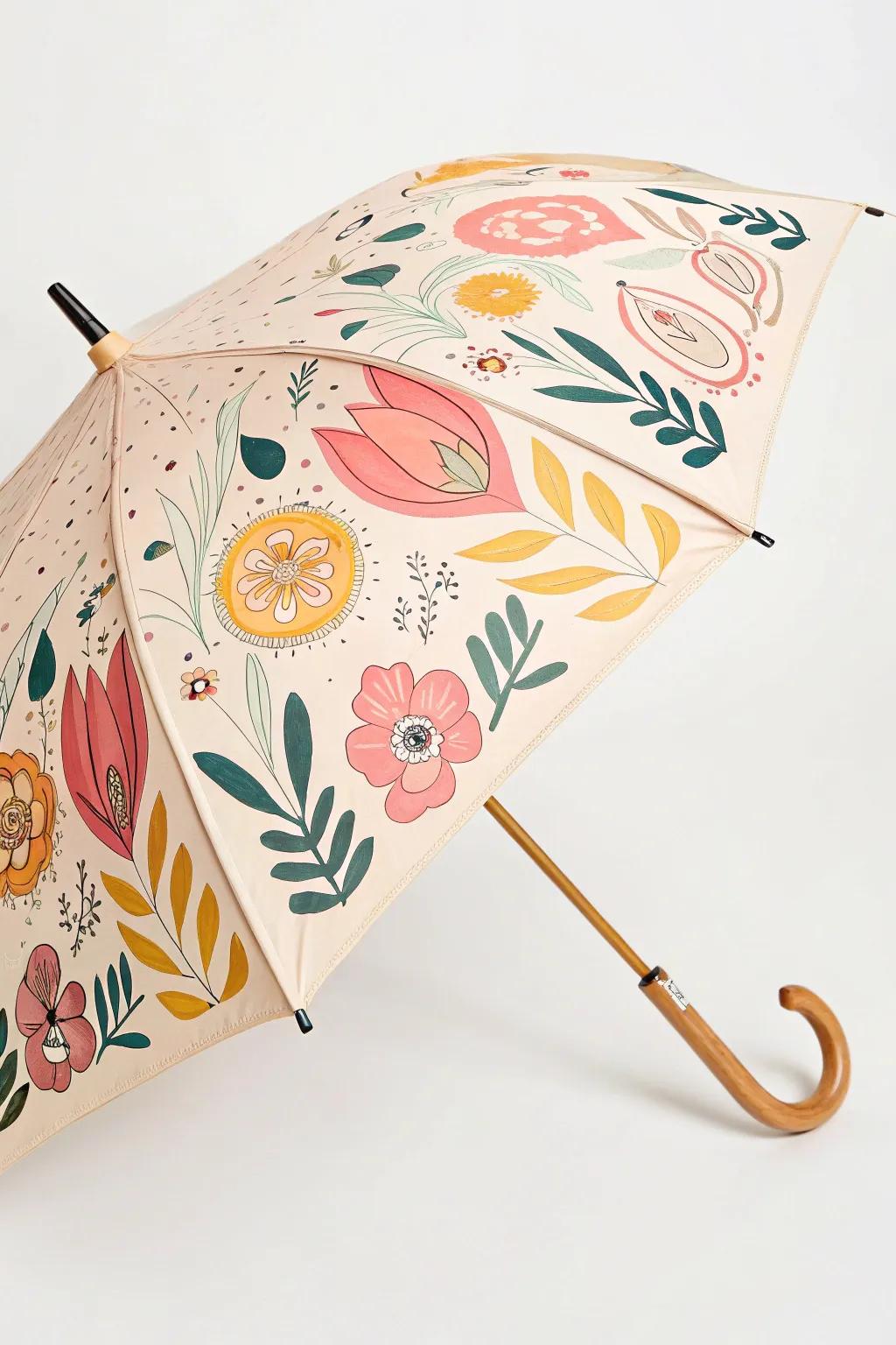 Brighten up a rainy day with this beautifully crafted spring umbrella art.