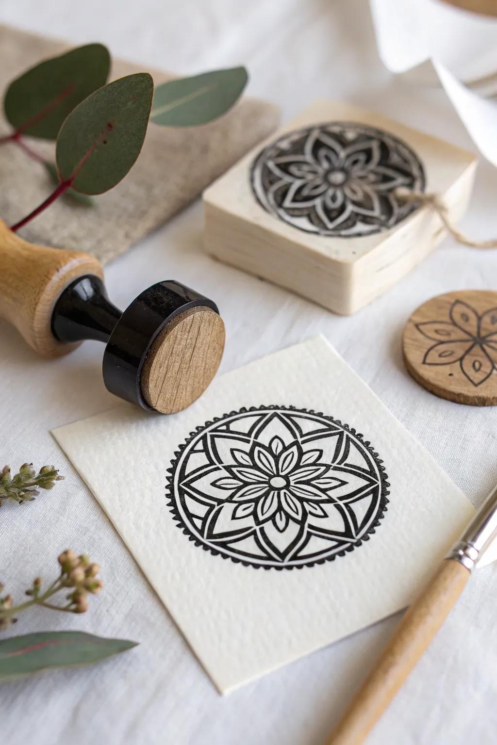 Embrace the elegance of monochrome with this minimalist stamp art. #MonochromeMagic