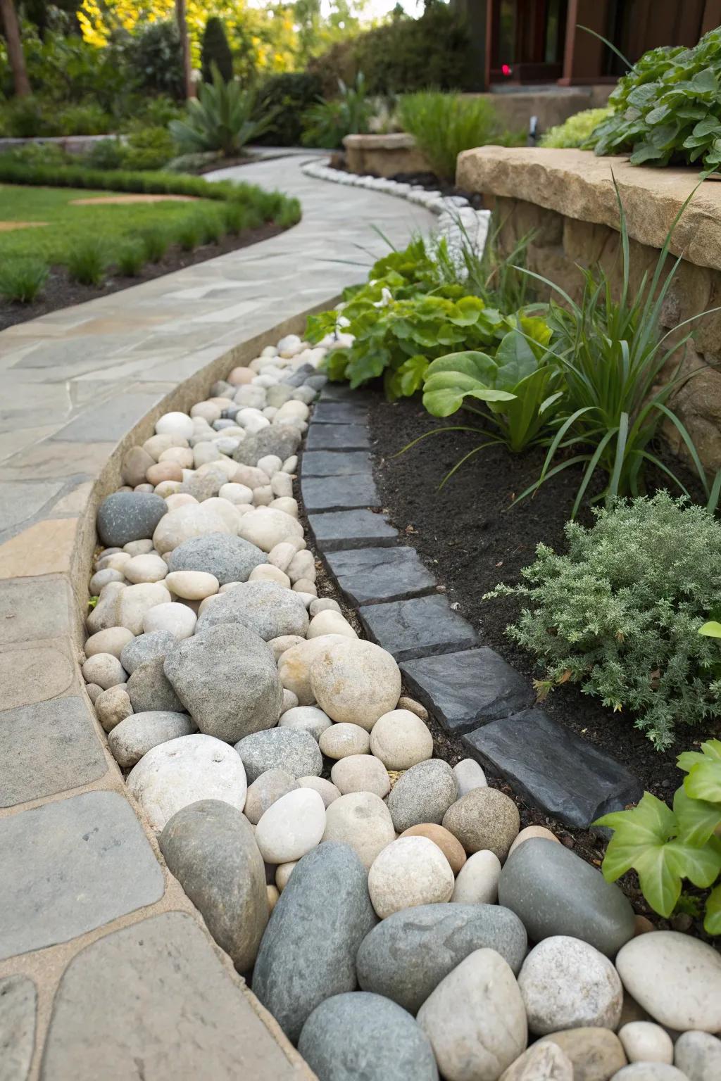 Elevate your garden design with the timeless elegance of pebble moats, where nature meets artistry.