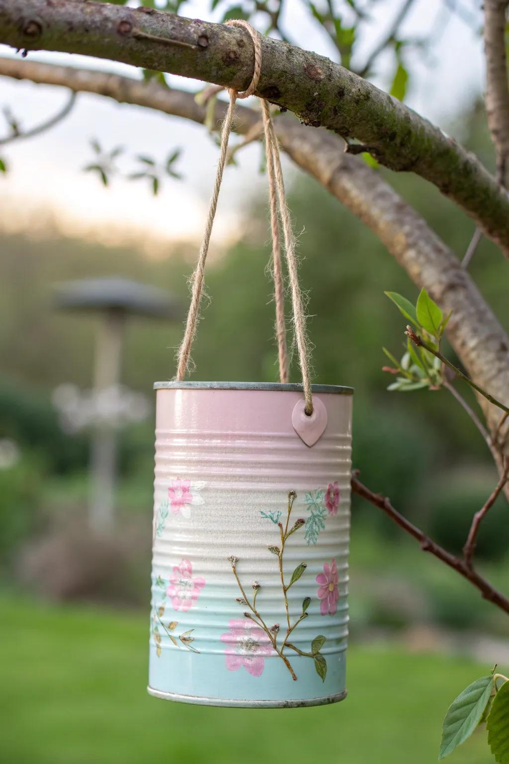 Transform a simple tin can into a charming bird feeder that brings natural beauty to your garden.