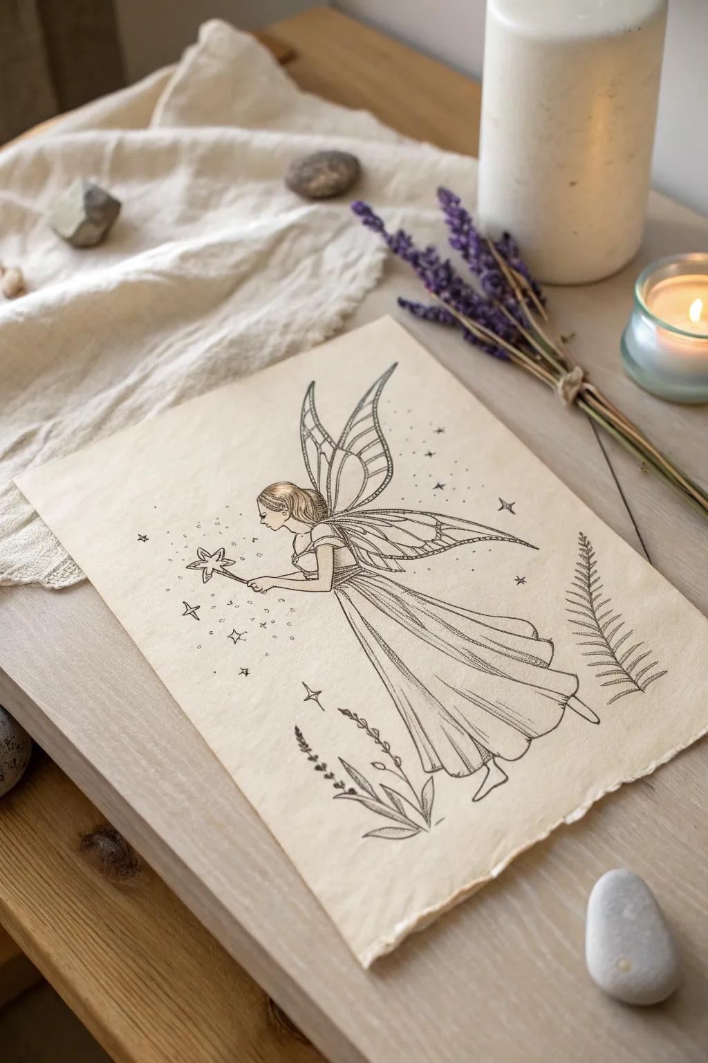 A whimsical fairy sketch adds a magical touch to your tooth fairy letters. ✨🧚‍♂️