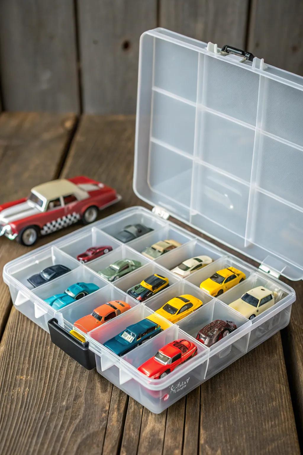 Travel in style with this compact toy car organizer, perfect for the road.
