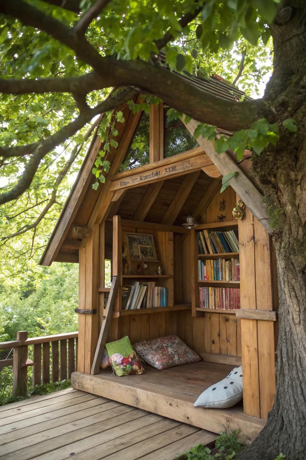 Discover the perfect escape for young adventurers with this enchanting tree house reading nook.