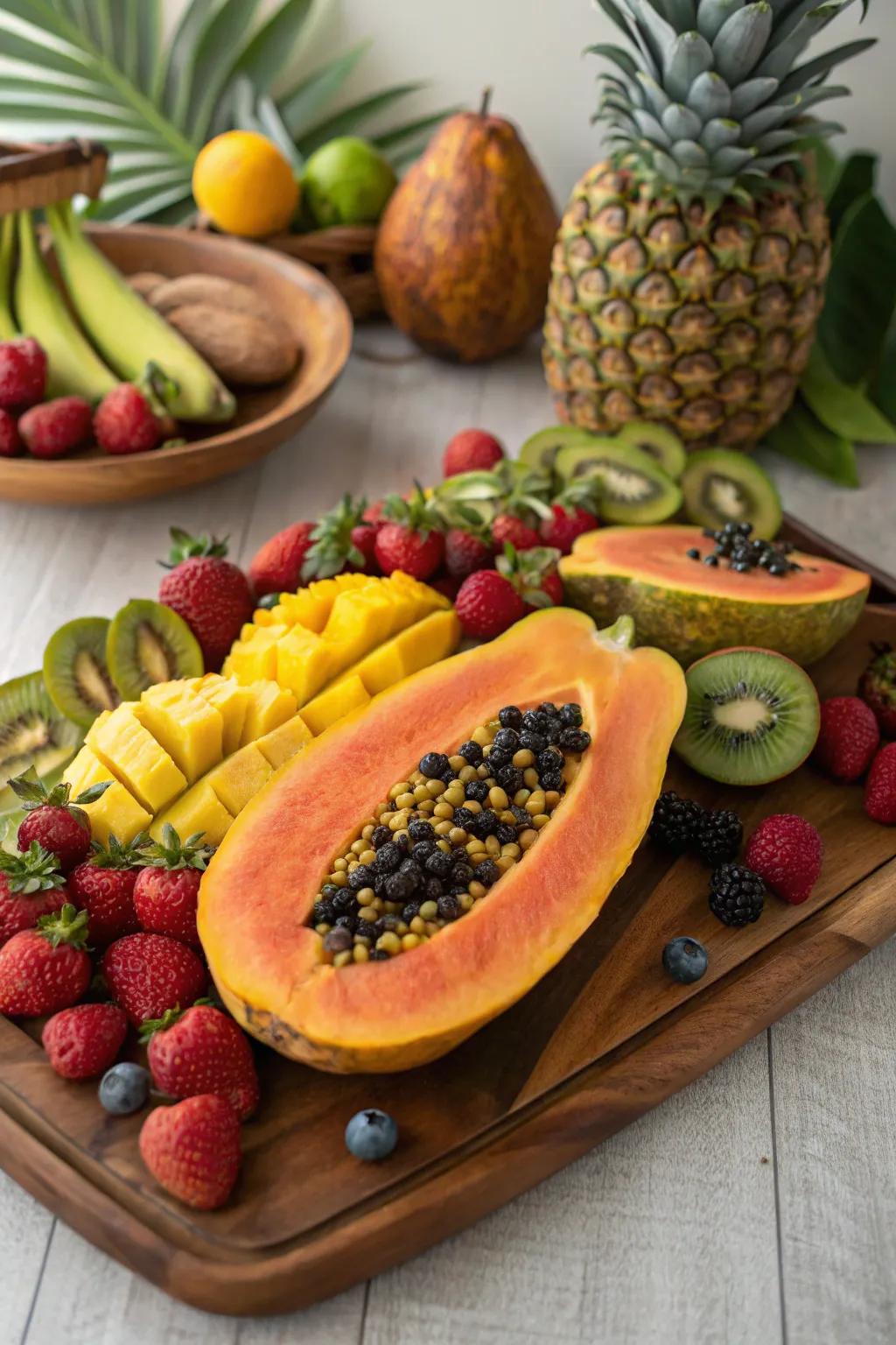 Papaya bowls offer a unique and practical serving idea for tropical fruits.