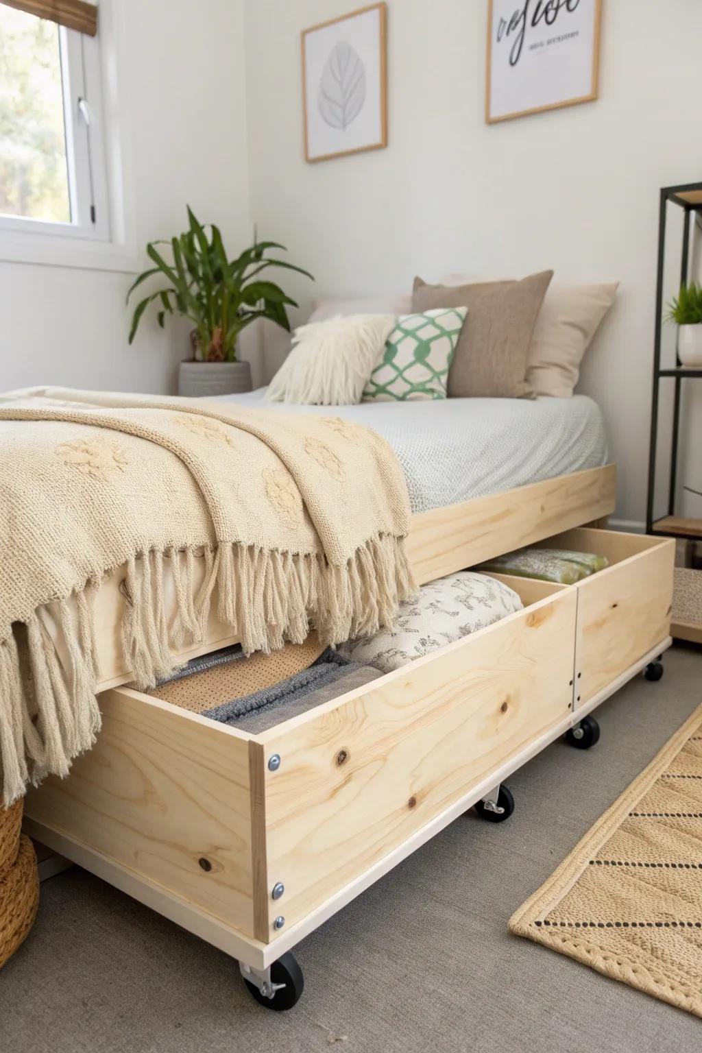 Transform your dorm room with this chic DIY sliding storage—where simplicity meets functionality!