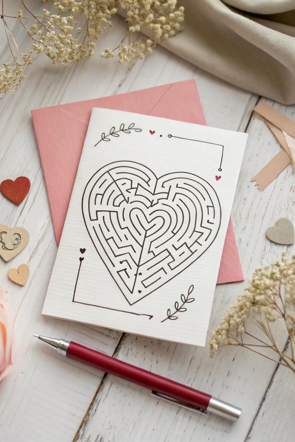 Get lost in love with this charming interactive maze card, perfect for a playful Valentine's Day gesture.