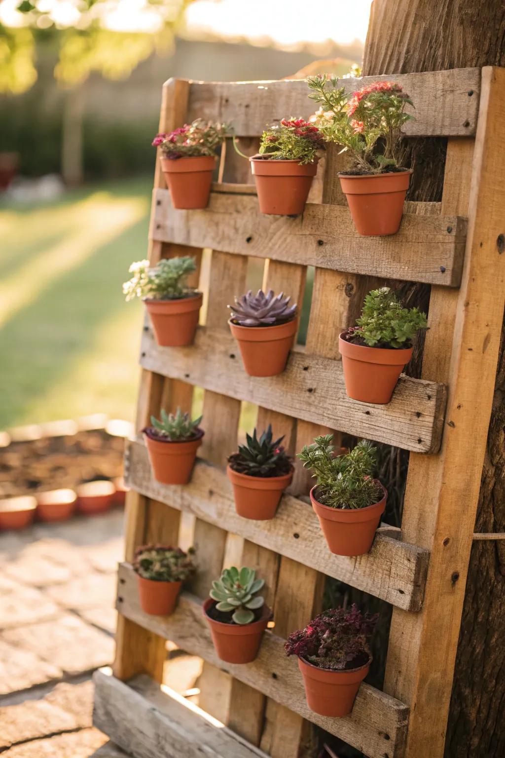 Elevate your garden with the charming allure of tiny terracotta pots brimming with lush succulents, perfect for a rustic touch.