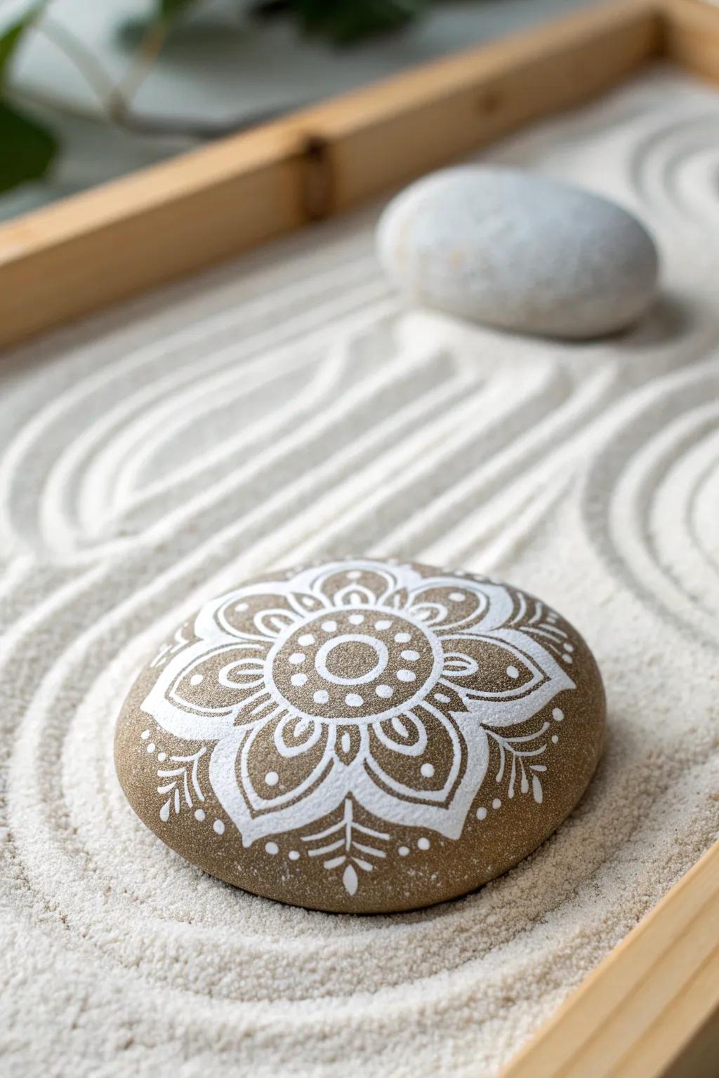 Add tranquility to your Zen garden with beautifully painted mandala rocks.