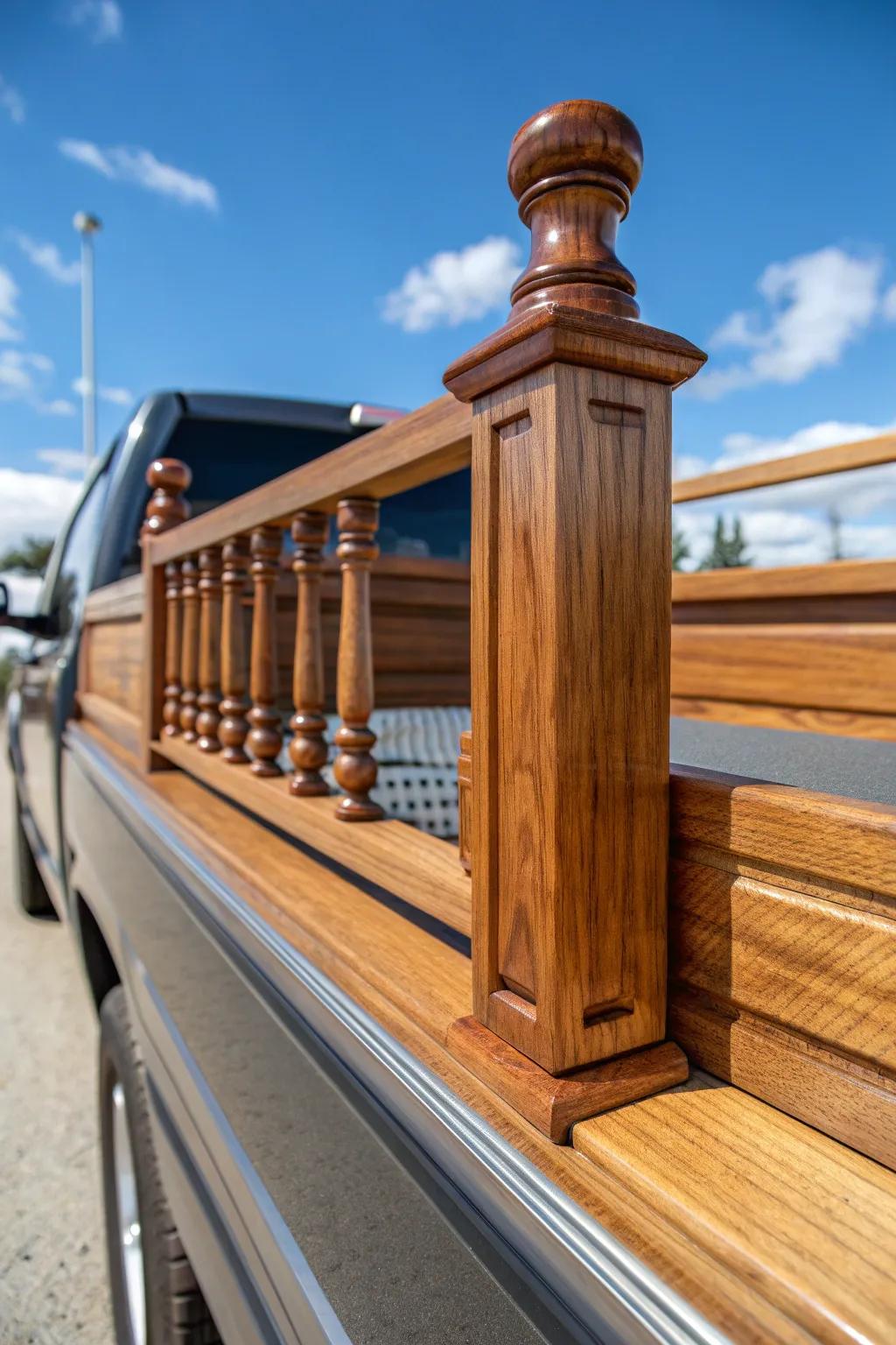 Elevate your truck's style and utility with handcrafted wooden stake side rails.