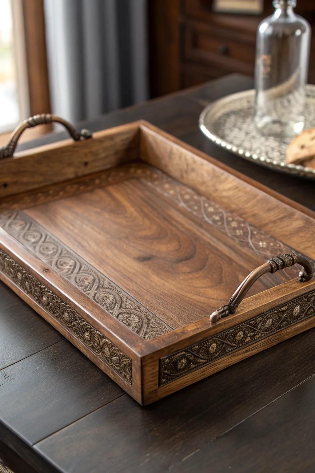 Elevate your hosting game with a bespoke serving tray that combines elegance and craftsmanship.
