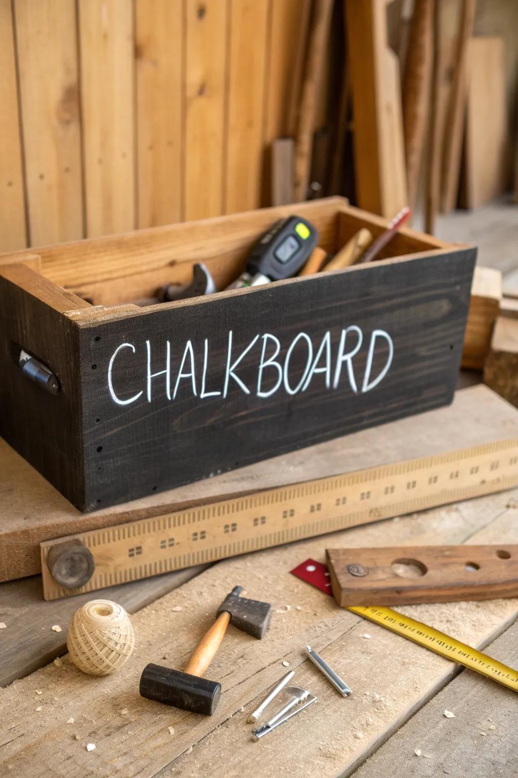 Elevate your storage game with versatile chalkboard crates—where functionality meets craftsmanship.