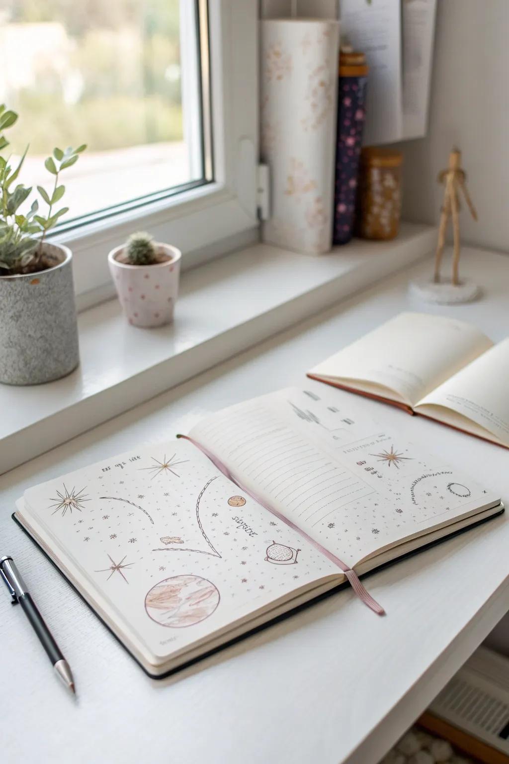 Let your imagination explore the cosmos with celestial doodles. ✨🌌 #CosmicCreations #MinimalistArt