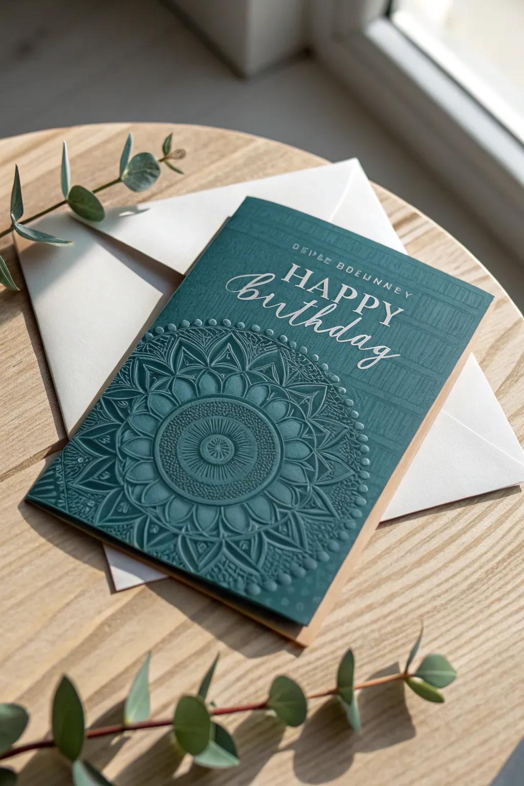 Embrace the elegance of simplicity with a striking monochrome birthday card, where craftsmanship meets natural beauty.