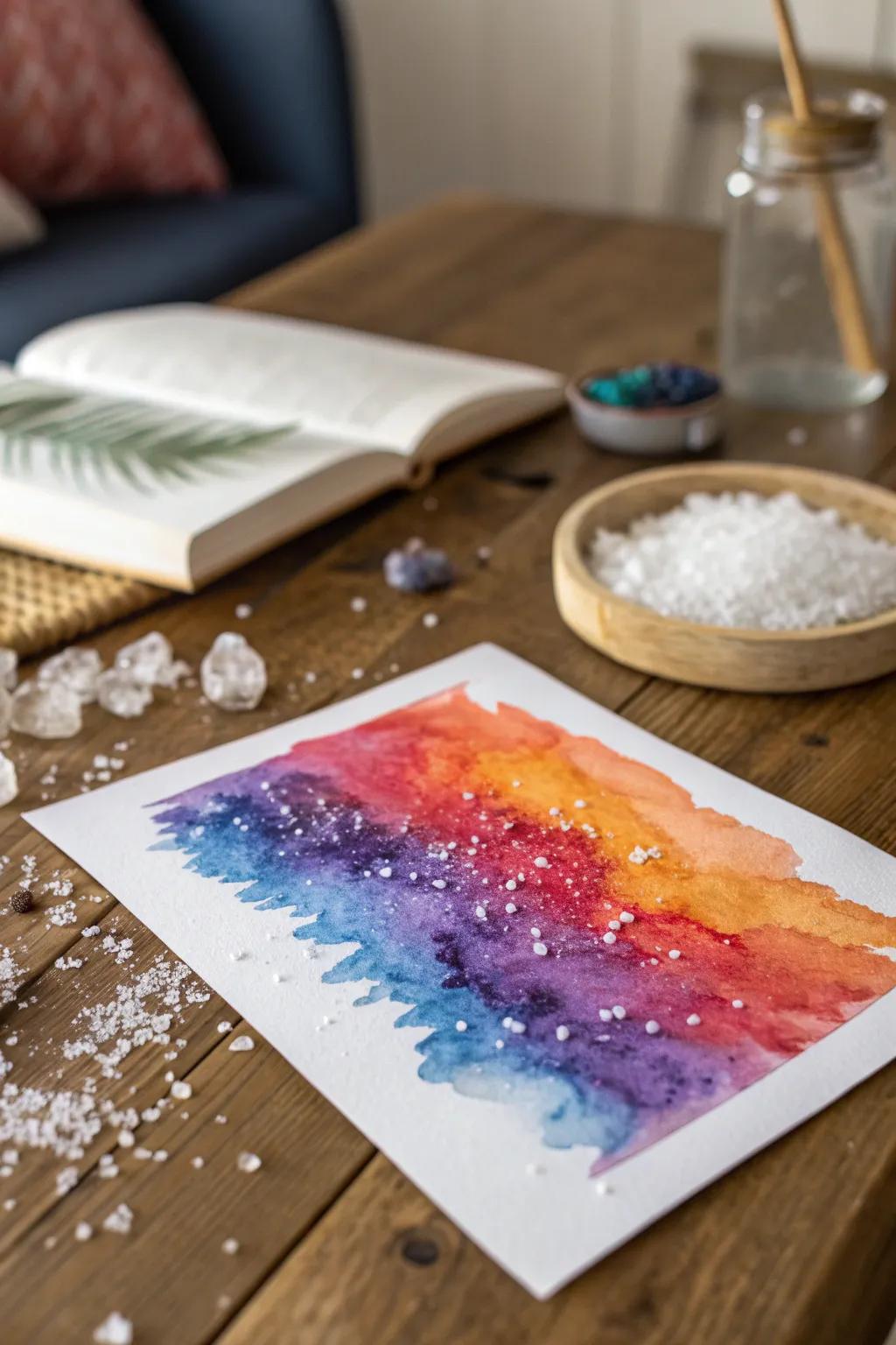 Discover the magic of watercolor and salt with your little artist!