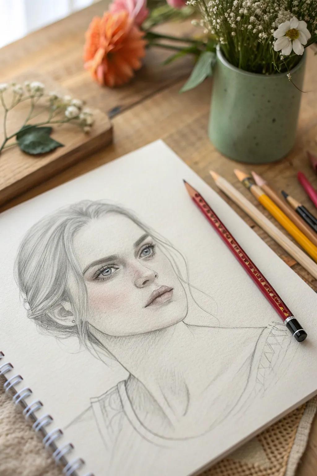 Capture the beauty of simplicity with every stroke. 🎨🖌️ #PortraitPractice #ArtBeginners