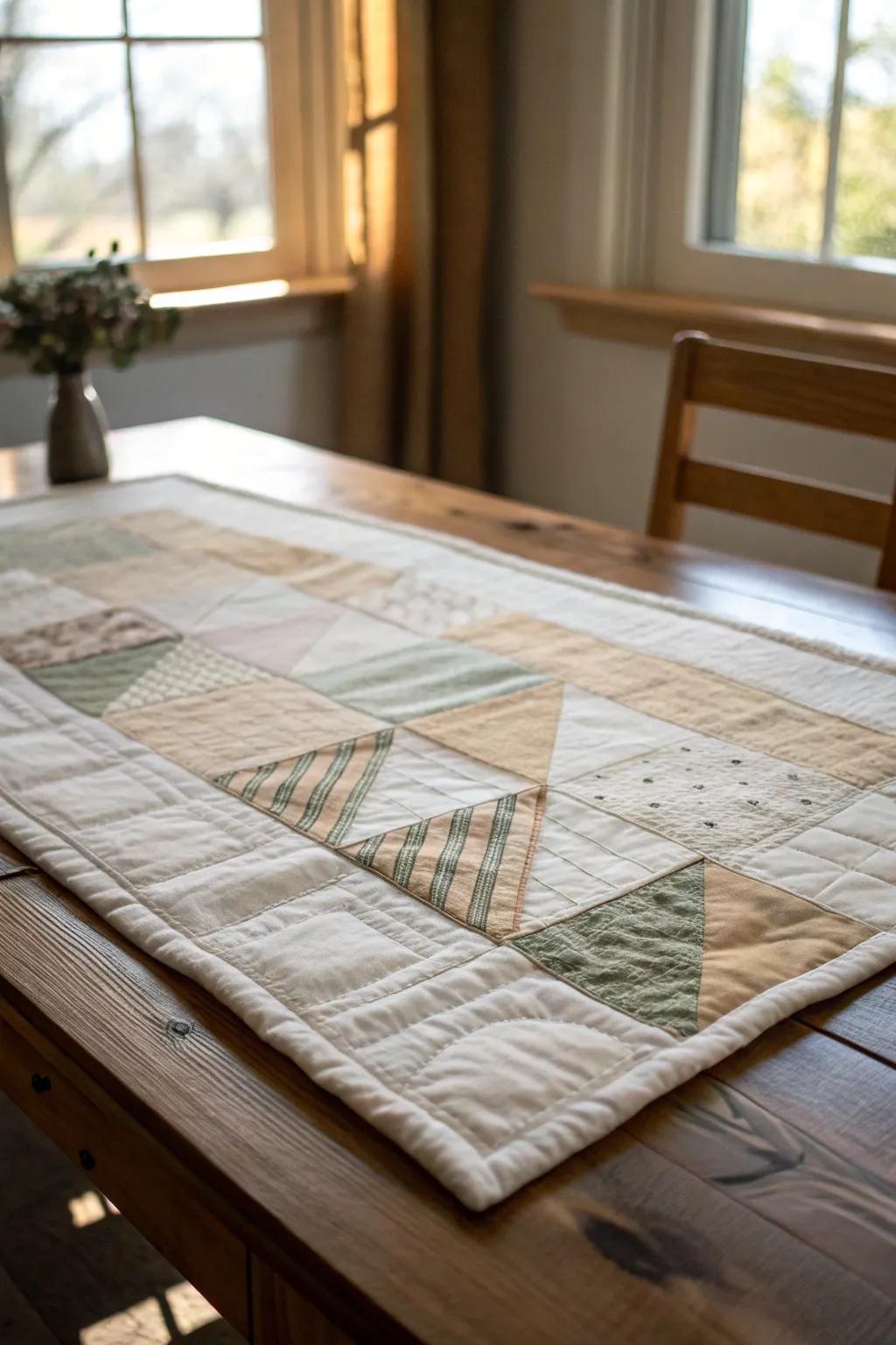 Experience the tactile elegance of texture play with this art quilt masterpiece.